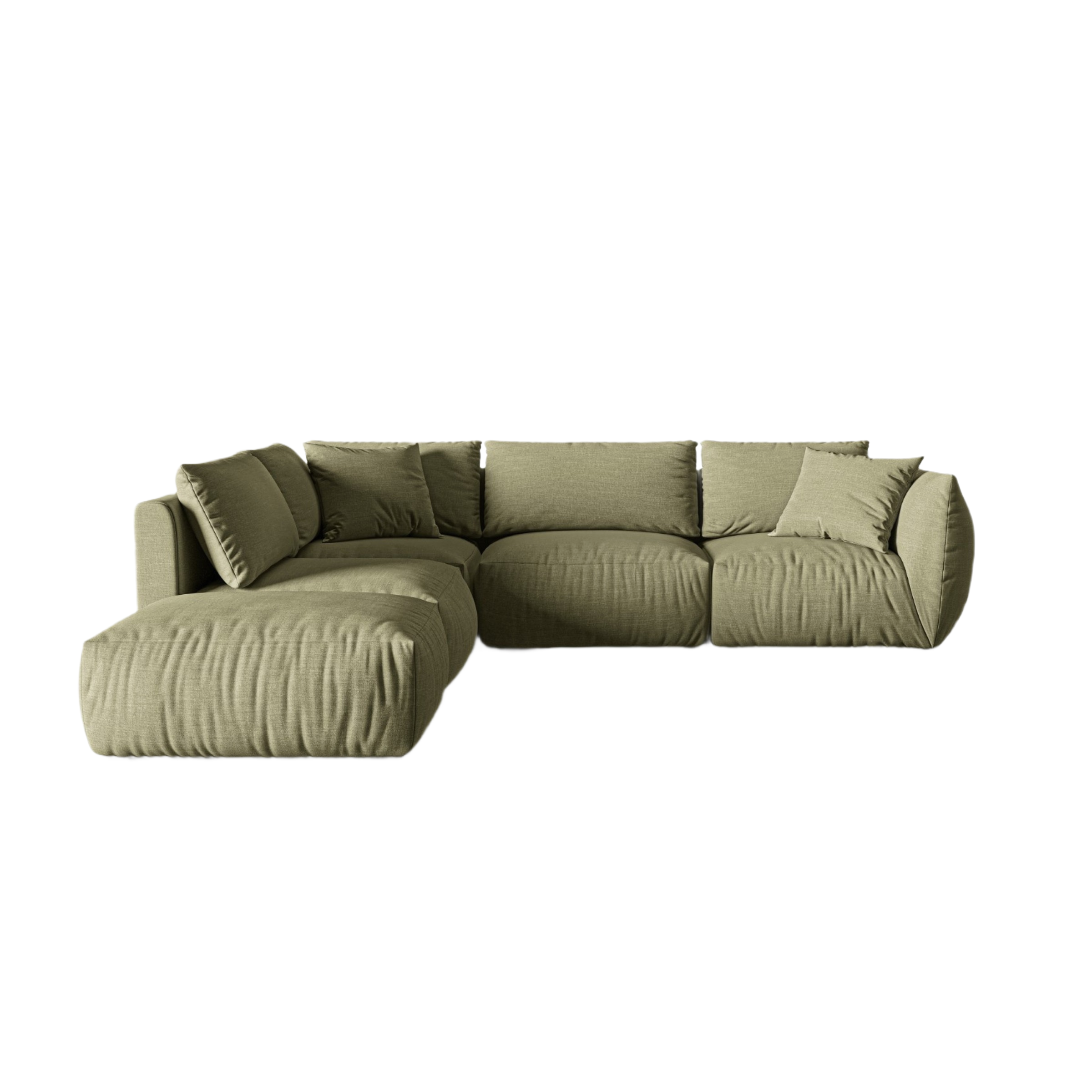 Left-facing modular sofa for 4 people CHRIS green chenille