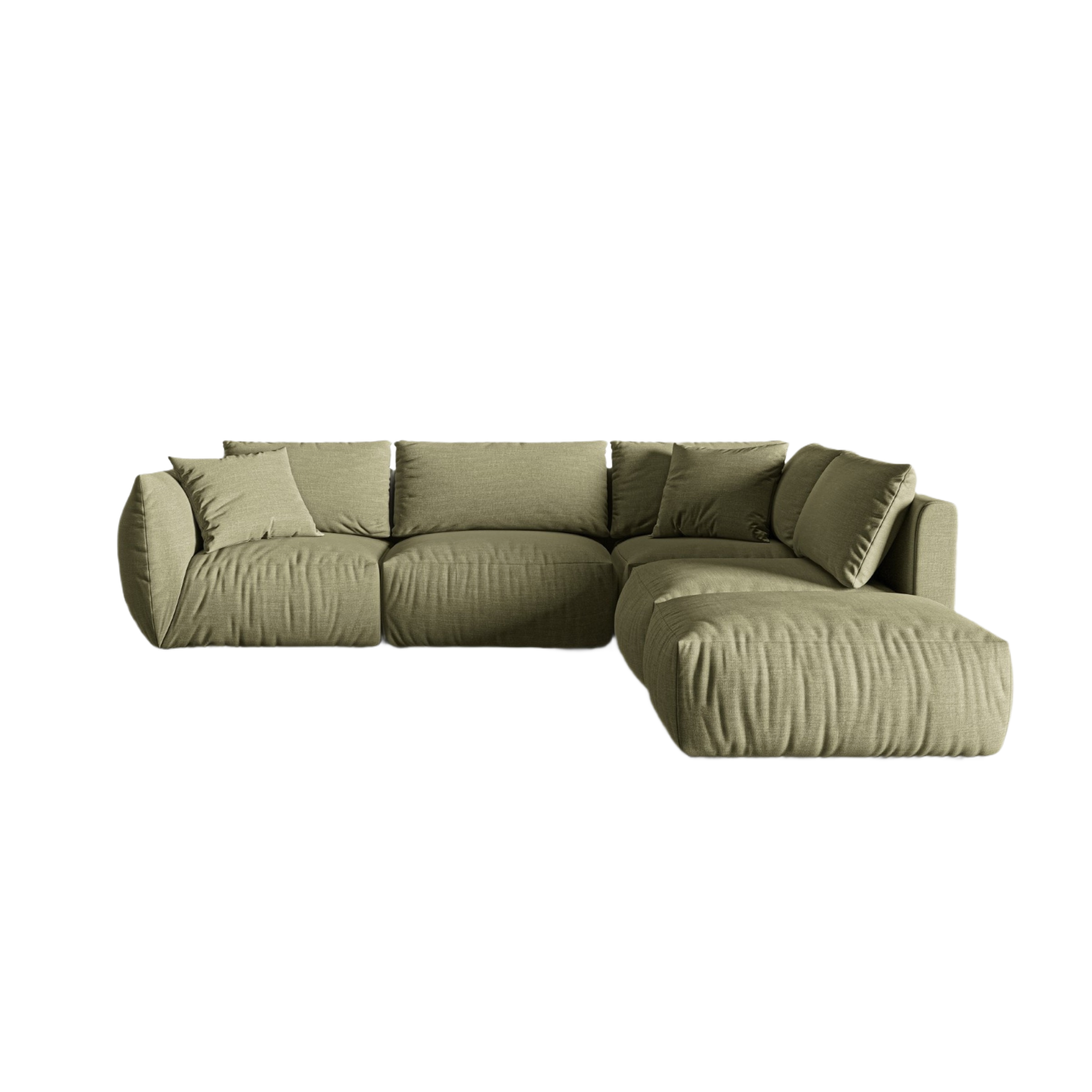 Right-facing modular corner sofa for 4 people CHRIS green chenille