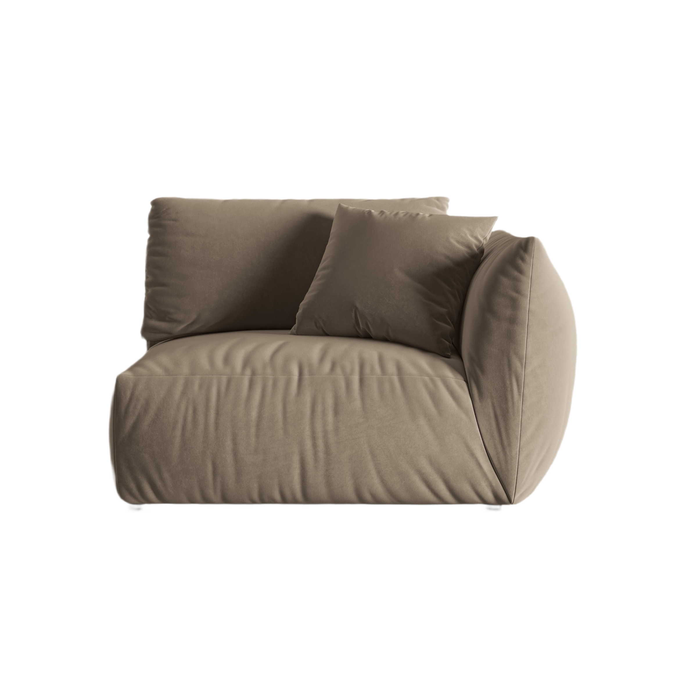 CHRIS Velvet Modular Sofa - Right Element in Light Brown