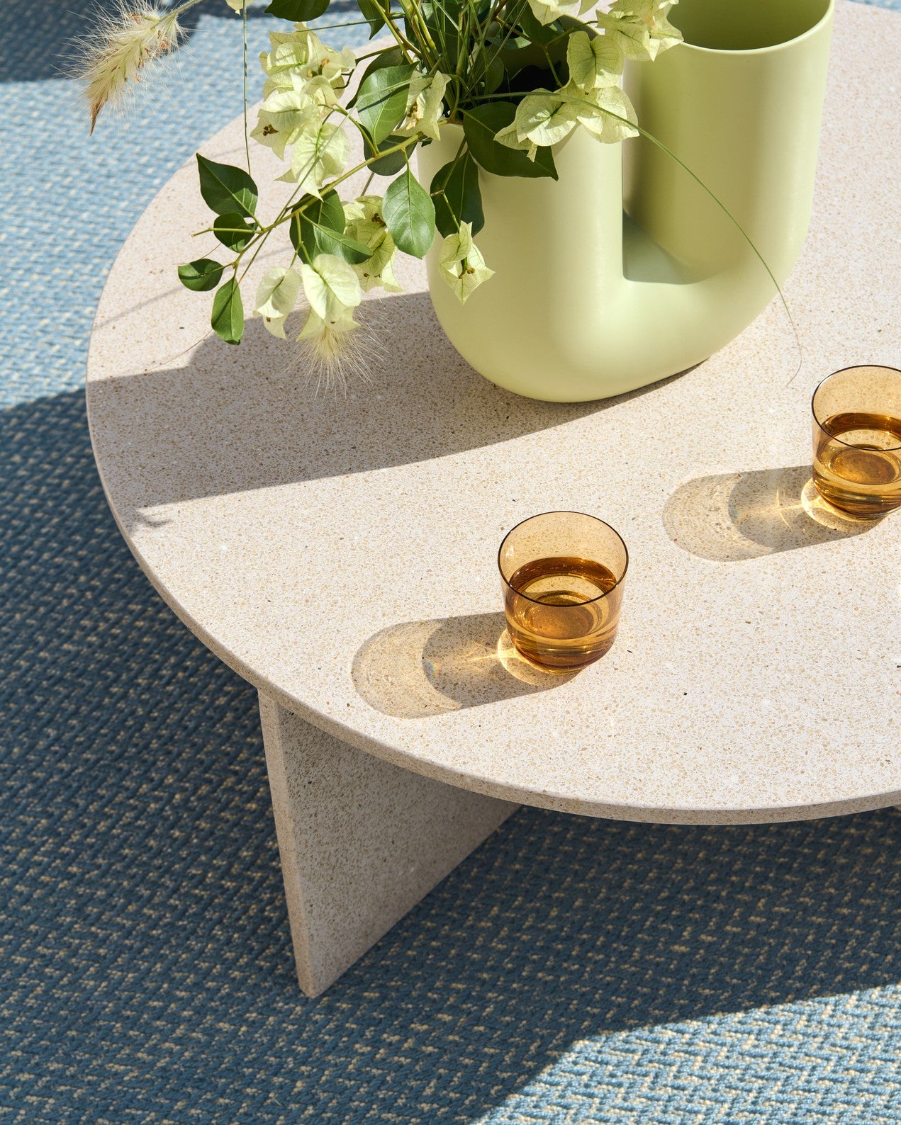 HALVES Outdoor Coffee Table Broken White Terrazzo
