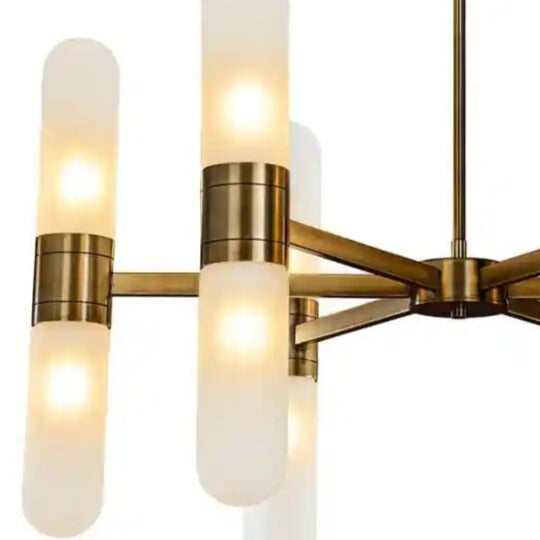 TRICON Kronleuchter mit milchigem Glas und braunem Finish