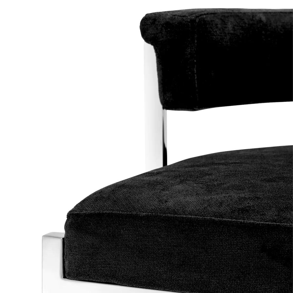 Hoker aksamitny DANTE czarny z polerowaną stalą Eichholtz Eye on Design