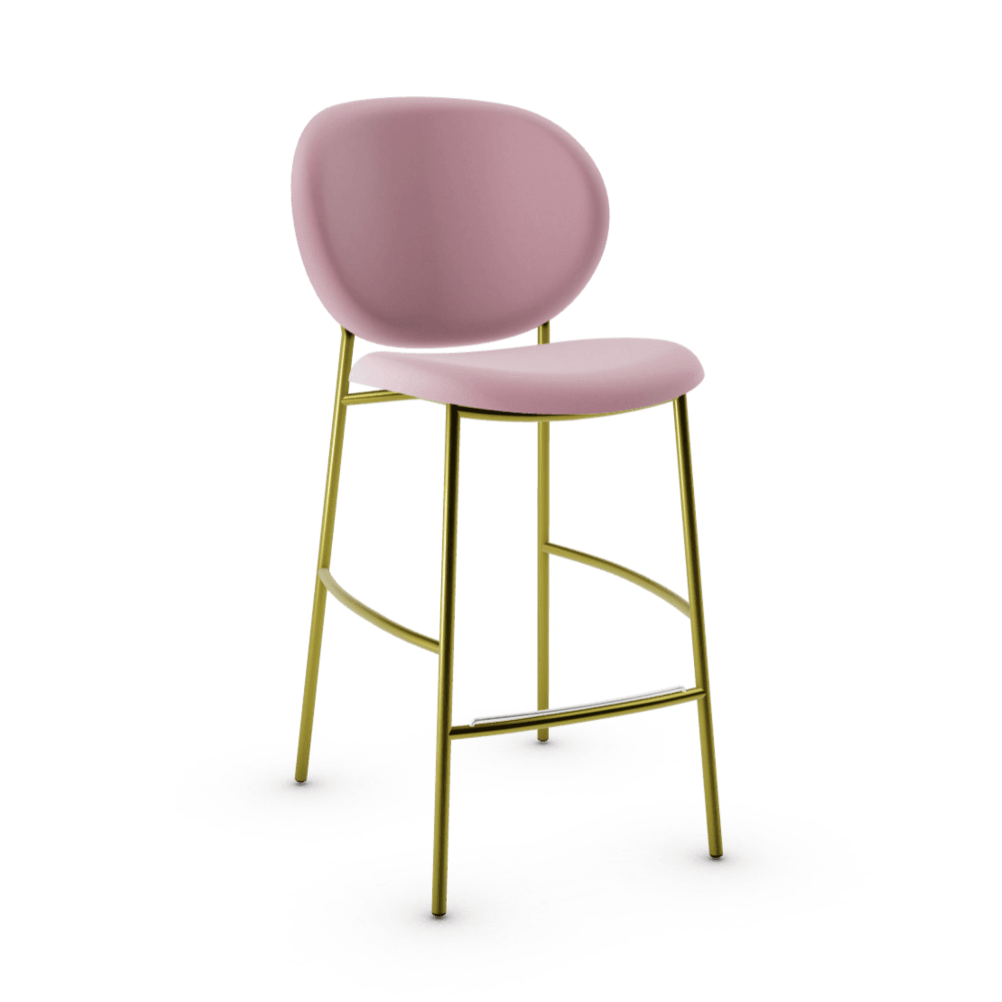 Hoker aksamitny INÈS różowy Calligaris matowy mosiądz Eye on Design