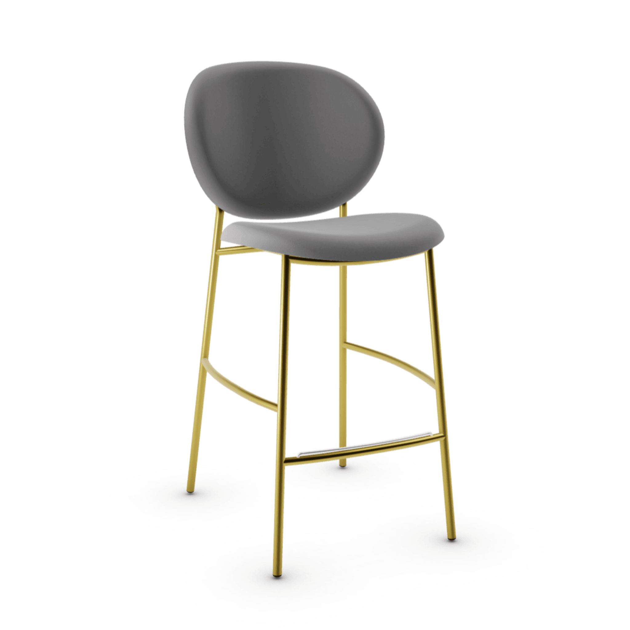 Hoker aksamitny INÈS szary Calligaris polerowany mosiądz Eye on Design
