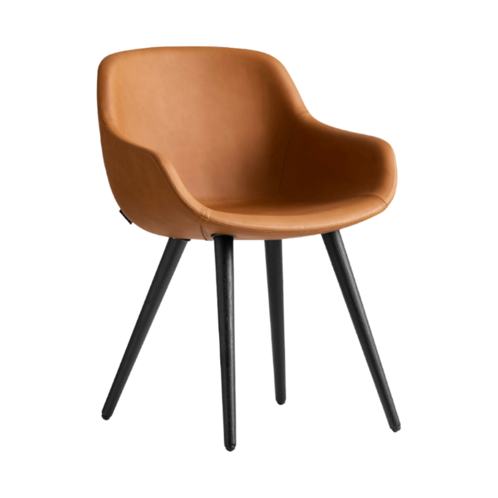 Upholstered IGLOO Chair with Black Wooden Base