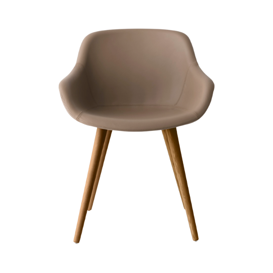 Upholstered IGLOO Chair with Walnut Base