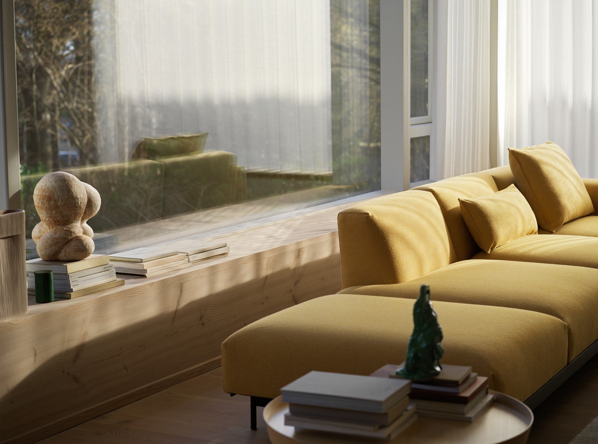 Left-facing open corner sofa IN SITU upholstered