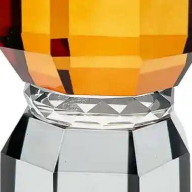 THYRA gray glass candlestick with amber