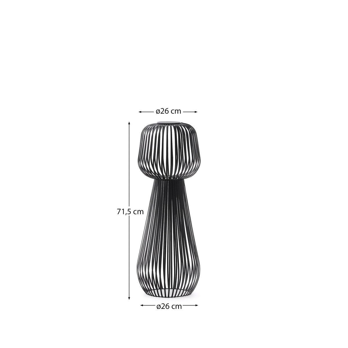 Lampa podłogowa ogrodowa solarna REIBA czarny metal – wymiary