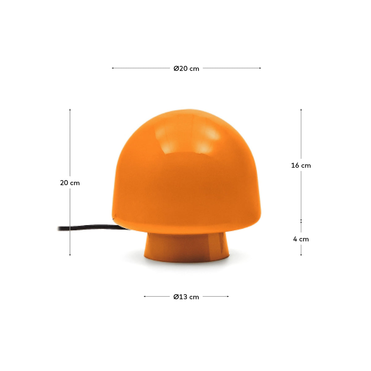 Lampa stołowa REIG pomarańczowe szkło – wymiary