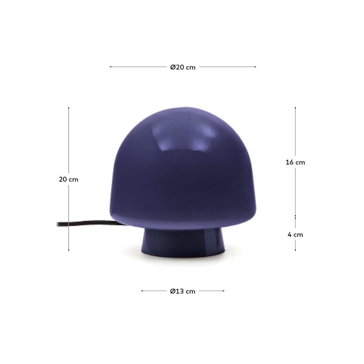 Lampa stołowa REIG niebieskie szkło – wymiary