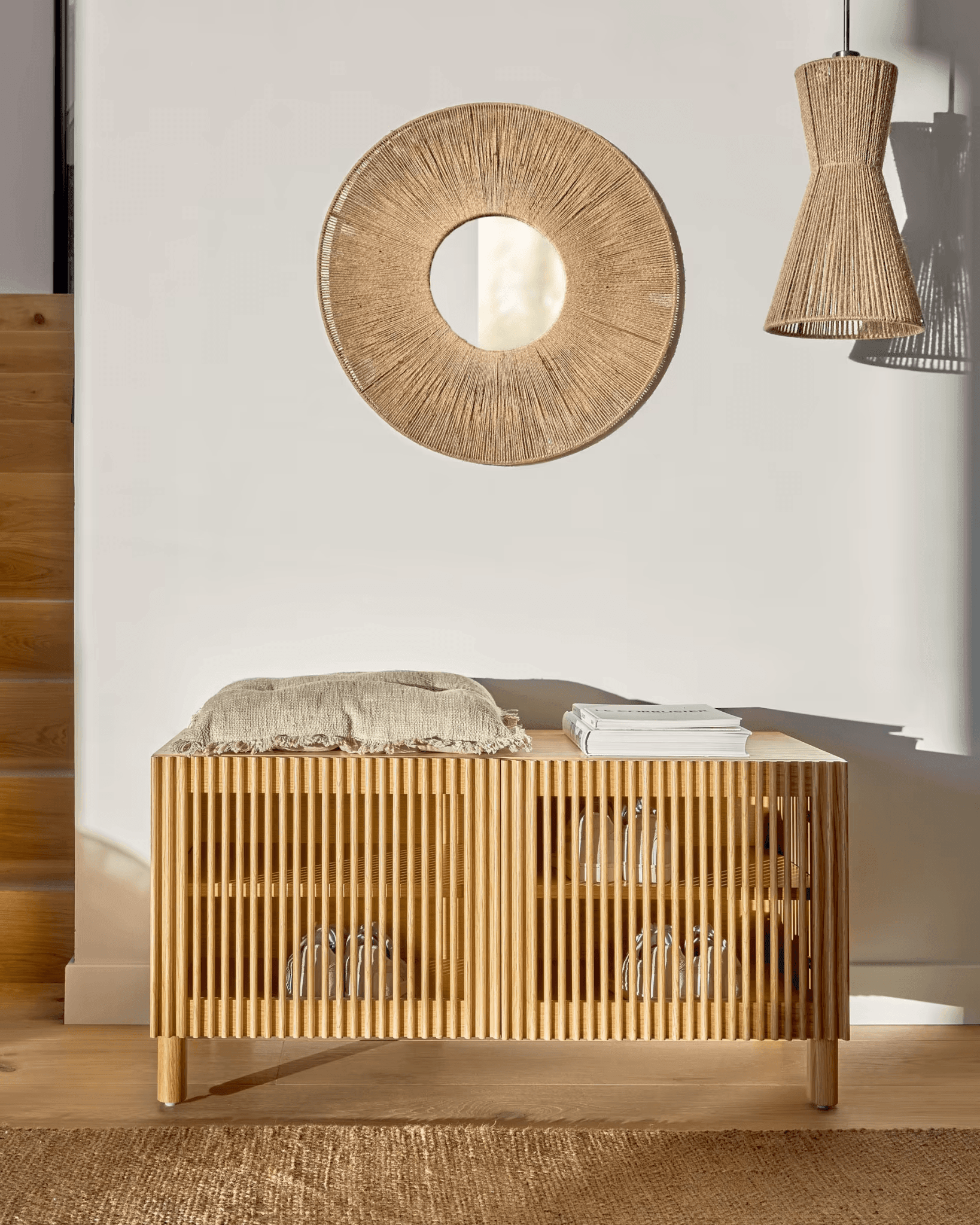 Klosz do lampy wiszącej trójkątny CRISTA jutowy La Forma Eye on Design