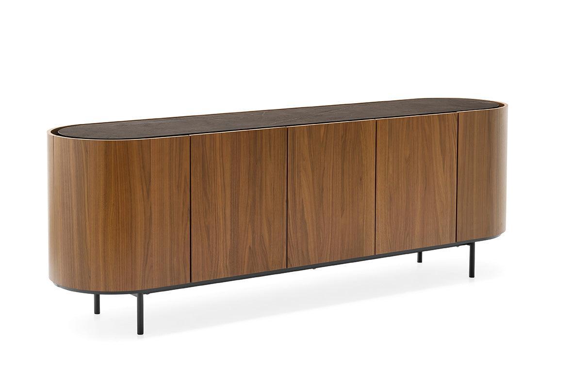 Komoda LAKE orzechowy Calligaris 5 drzwiowa brązowa ceramika Eye on Design