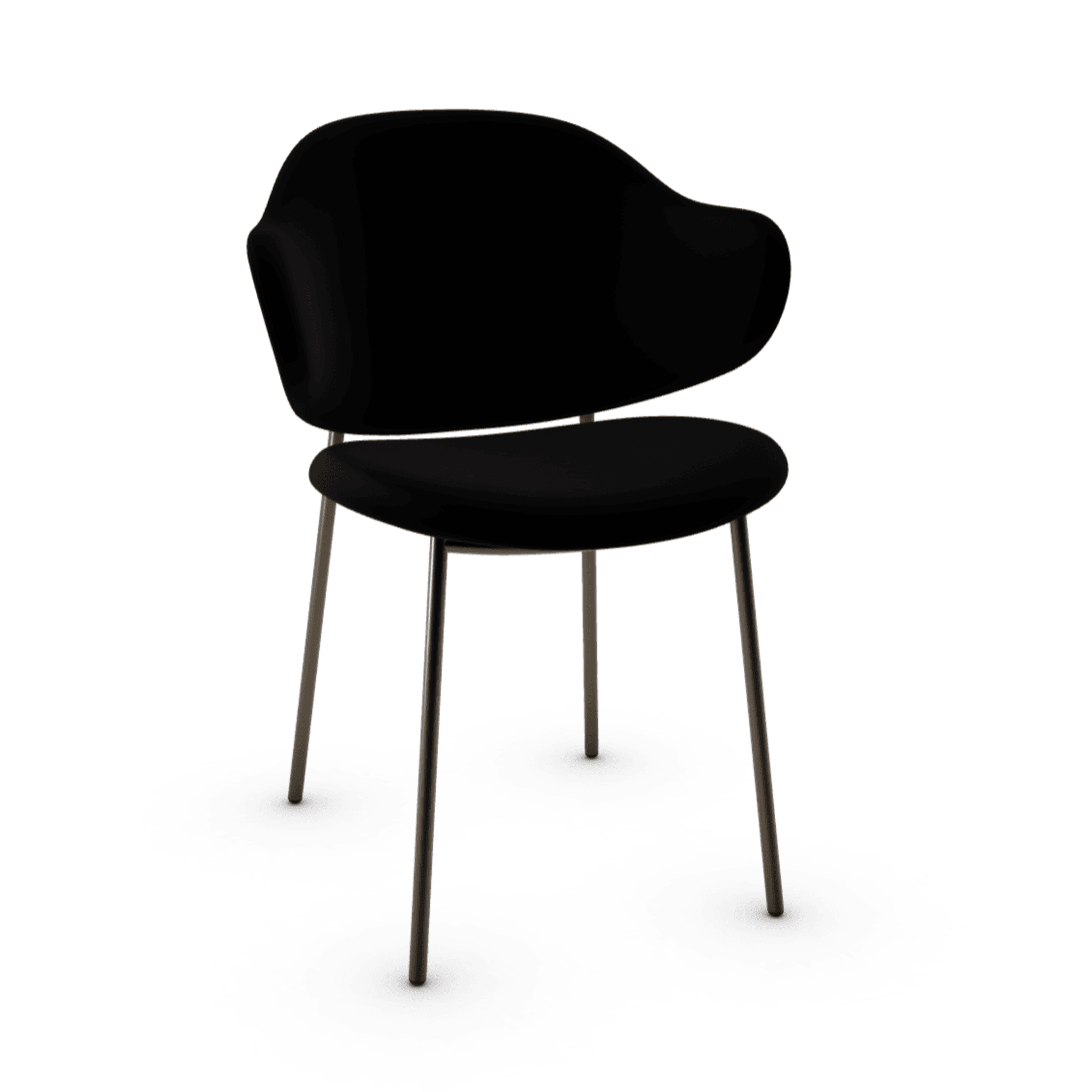 Krzesło aksamitne HOLLY czarny z metalową podstawą Calligaris matowy brąz Eye on Design