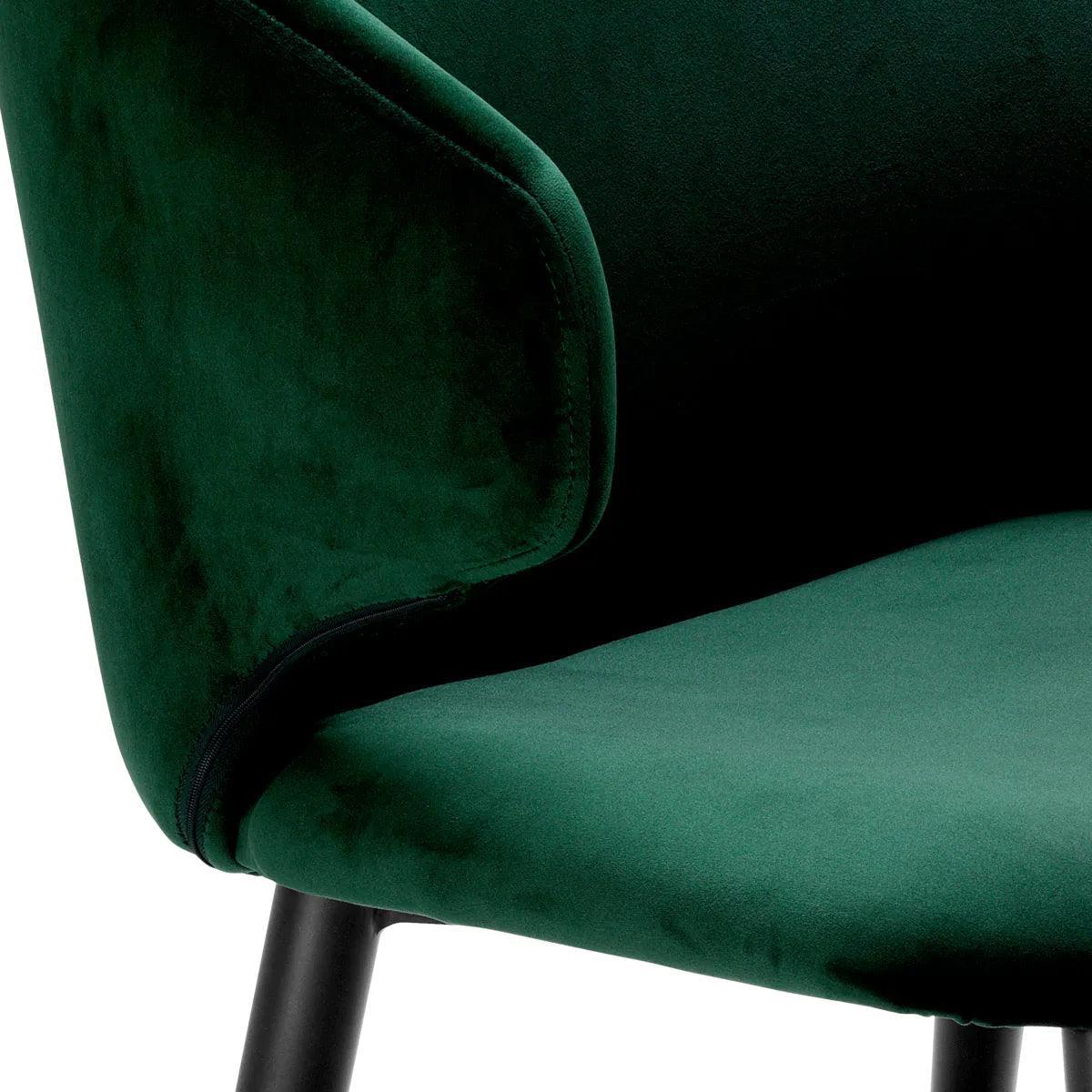 Krzesło aksamitne z podłokietnikami VOLANTE ciemnozielony Eichholtz Eye on Design