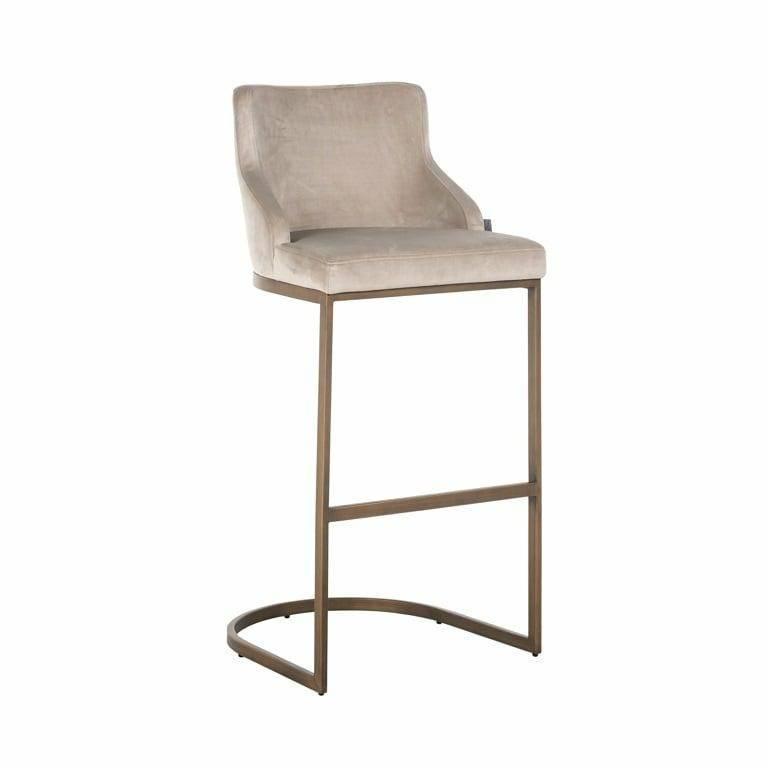 Krzesło barowe BOLTON beżowy z mosiężną podstawą Richmond Interiors Eye on Design
