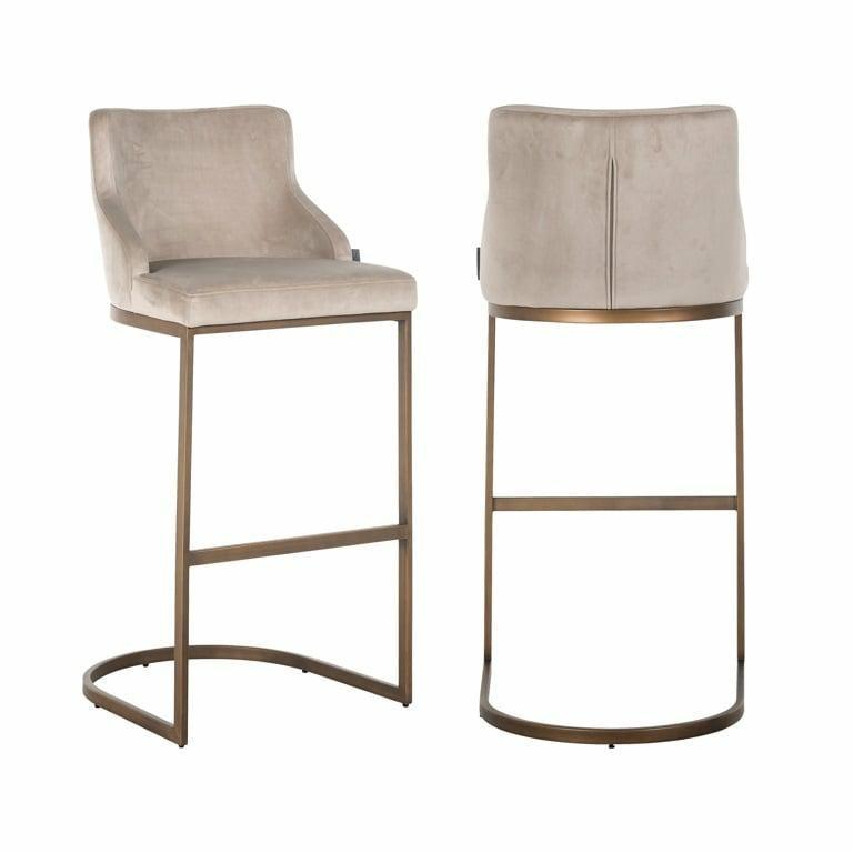 Krzesło barowe BOLTON beżowy z mosiężną podstawą Richmond Interiors Eye on Design