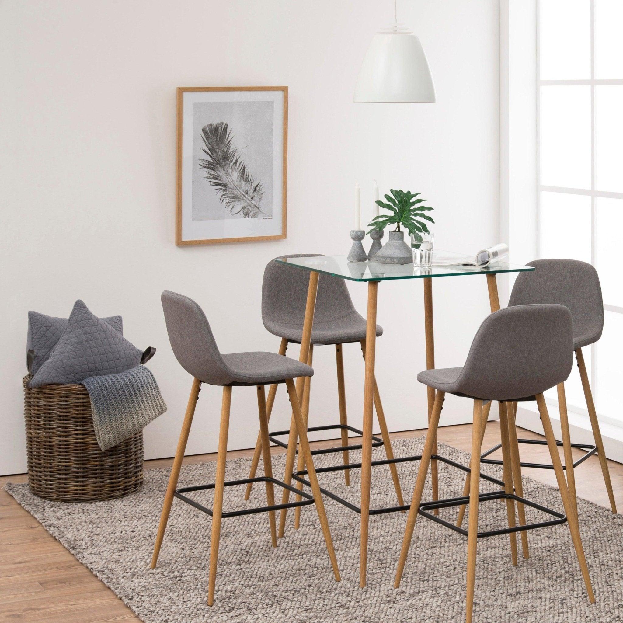 Krzesło barowe LIVIA jasnoszary z drewnianą podstawą Home Essentials Eye on Design