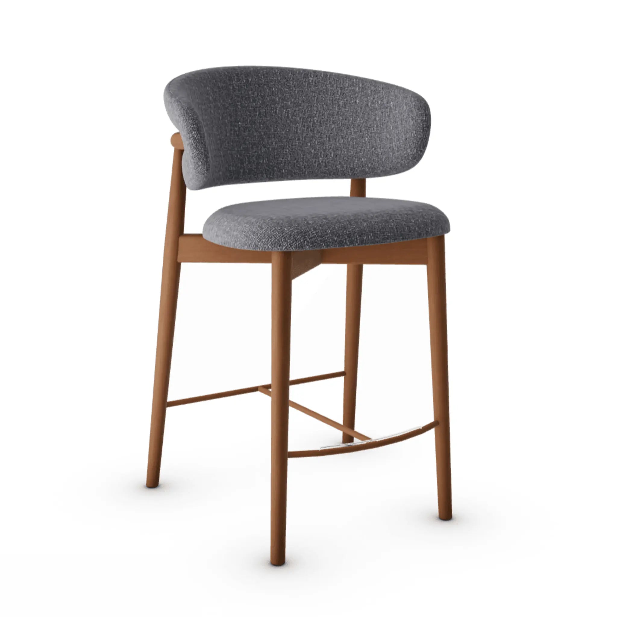 Krzesło barowe OLEANDRO boucle antracytowy z drewnianą podstawą Calligaris drewniana orzech włoski Eye on Design