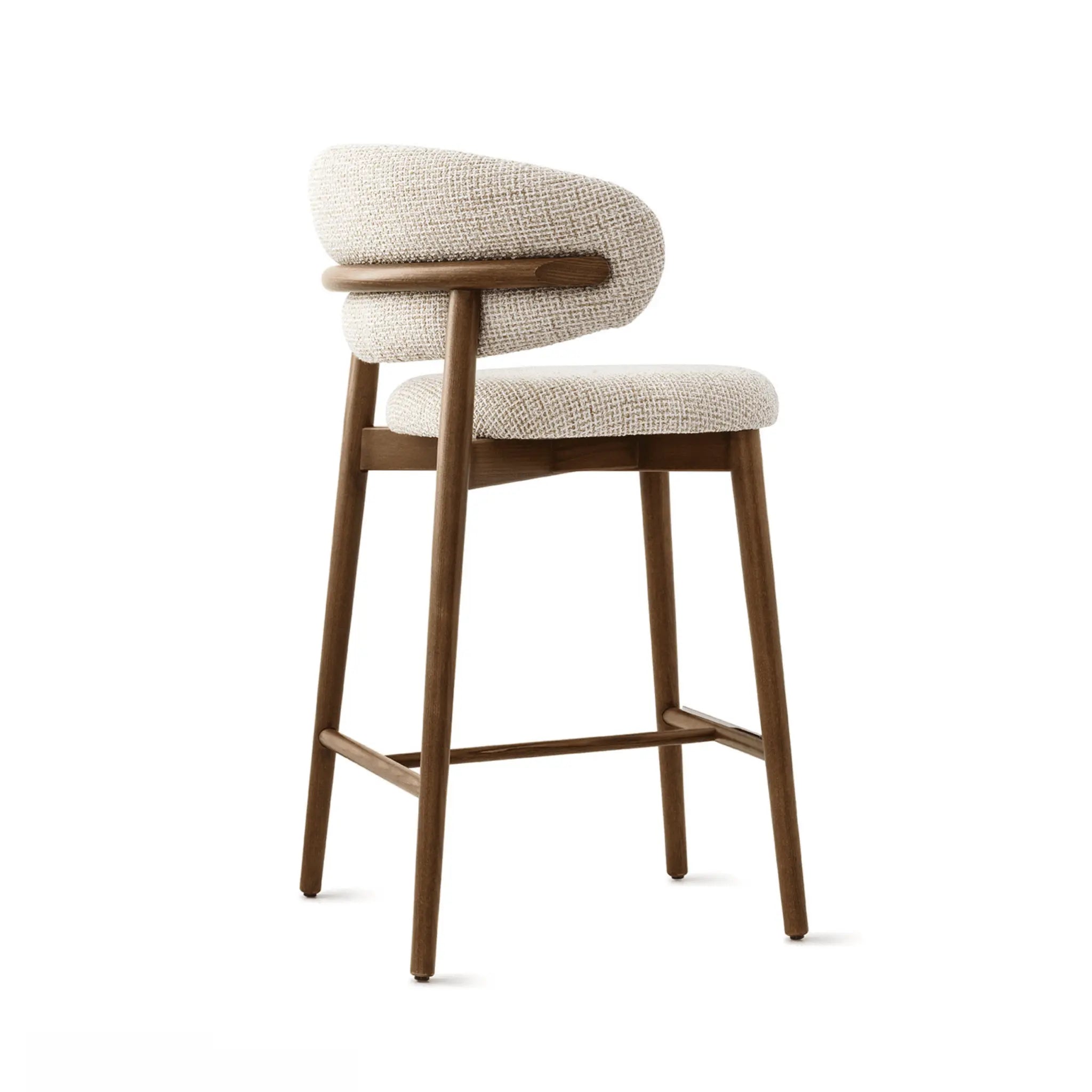 Krzesło barowe OLEANDRO boucle beżowy z drewnianą podstawą Calligaris Eye on Design