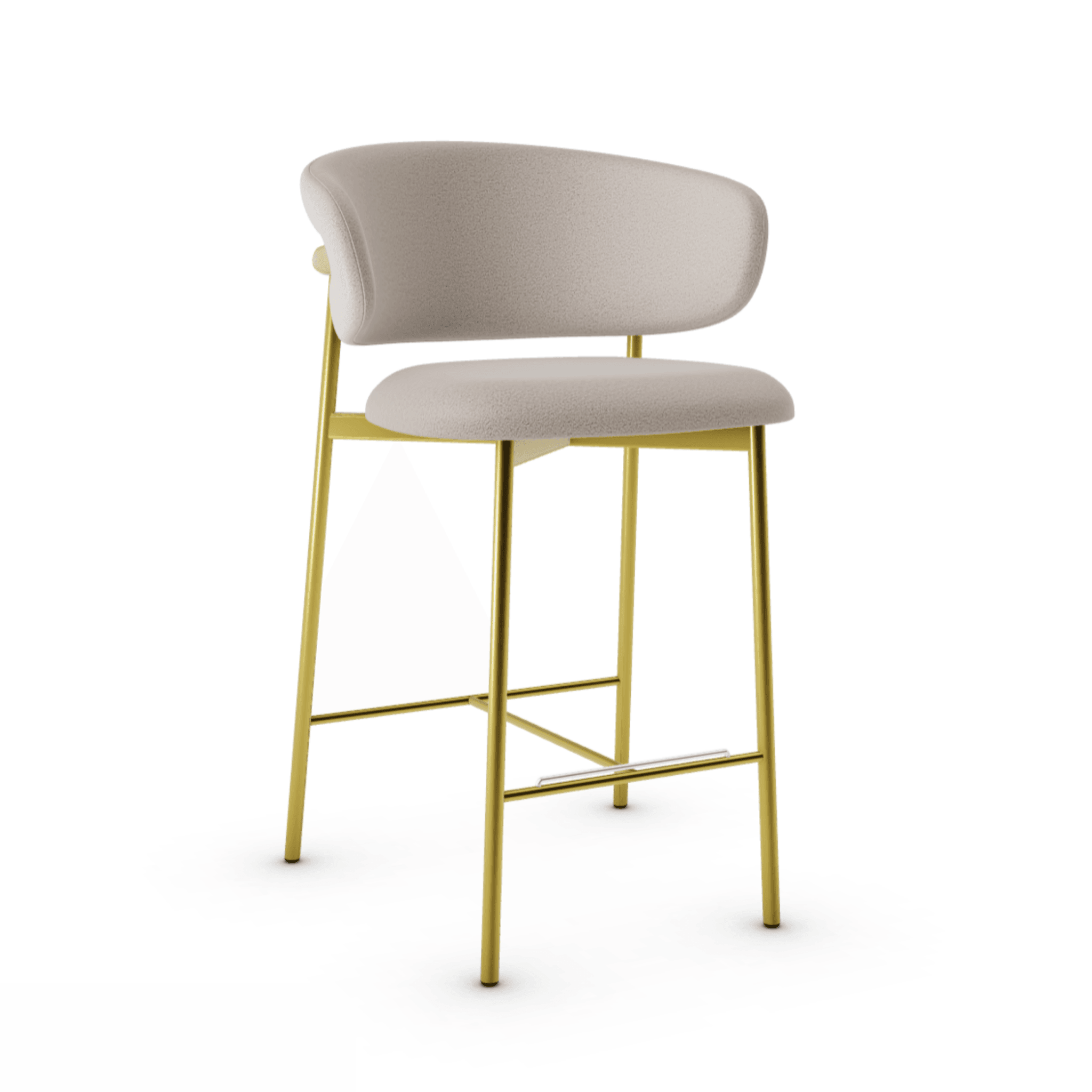 Krzesło barowe OLEANDRO boucle jasnobrązowy z metalową podstawą Calligaris metalowa polerowany mosiądz Eye on Design