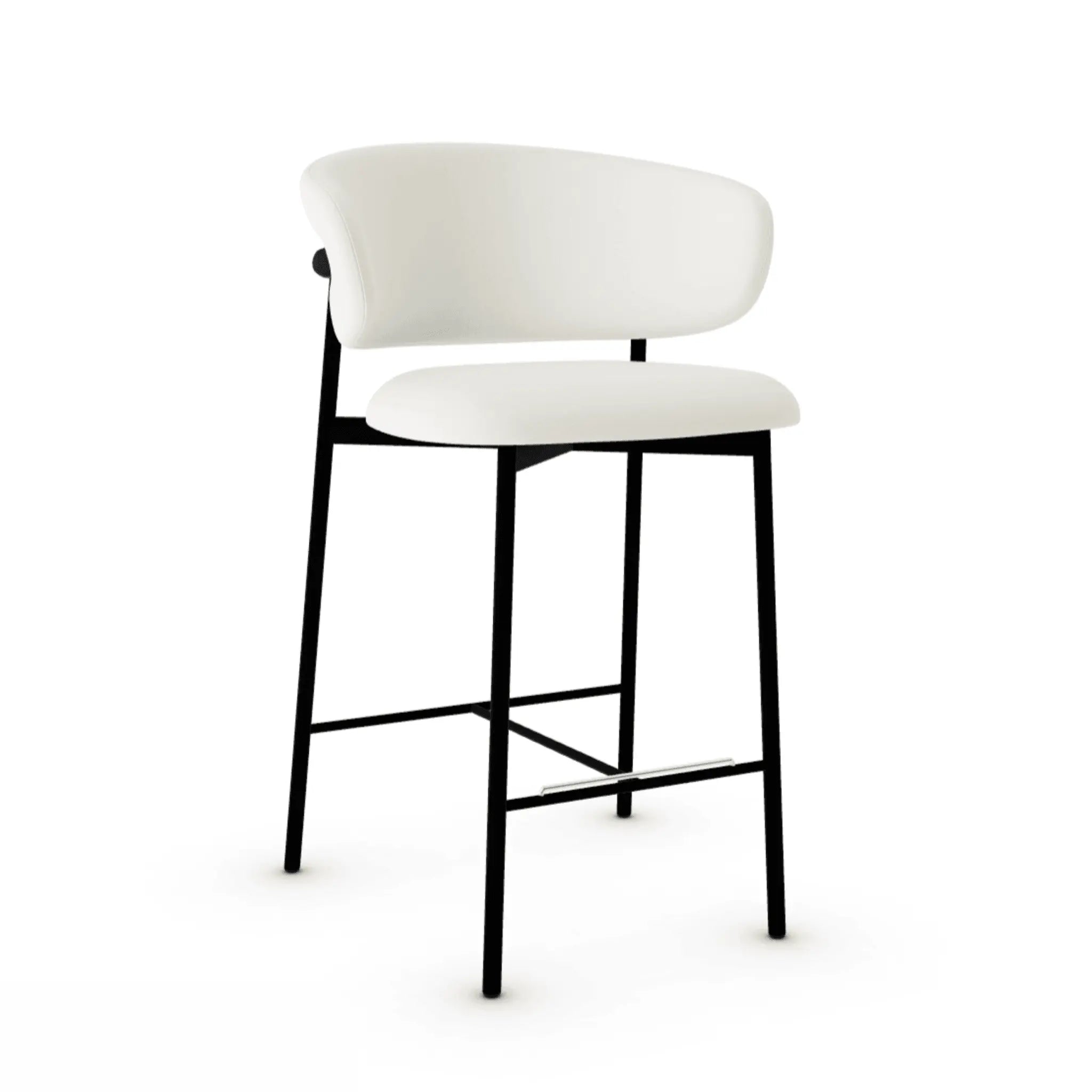 Krzesło barowe OLEANDRO boucle kremowy z metalową podstawą Calligaris metalowa matowa czerń Eye on Design