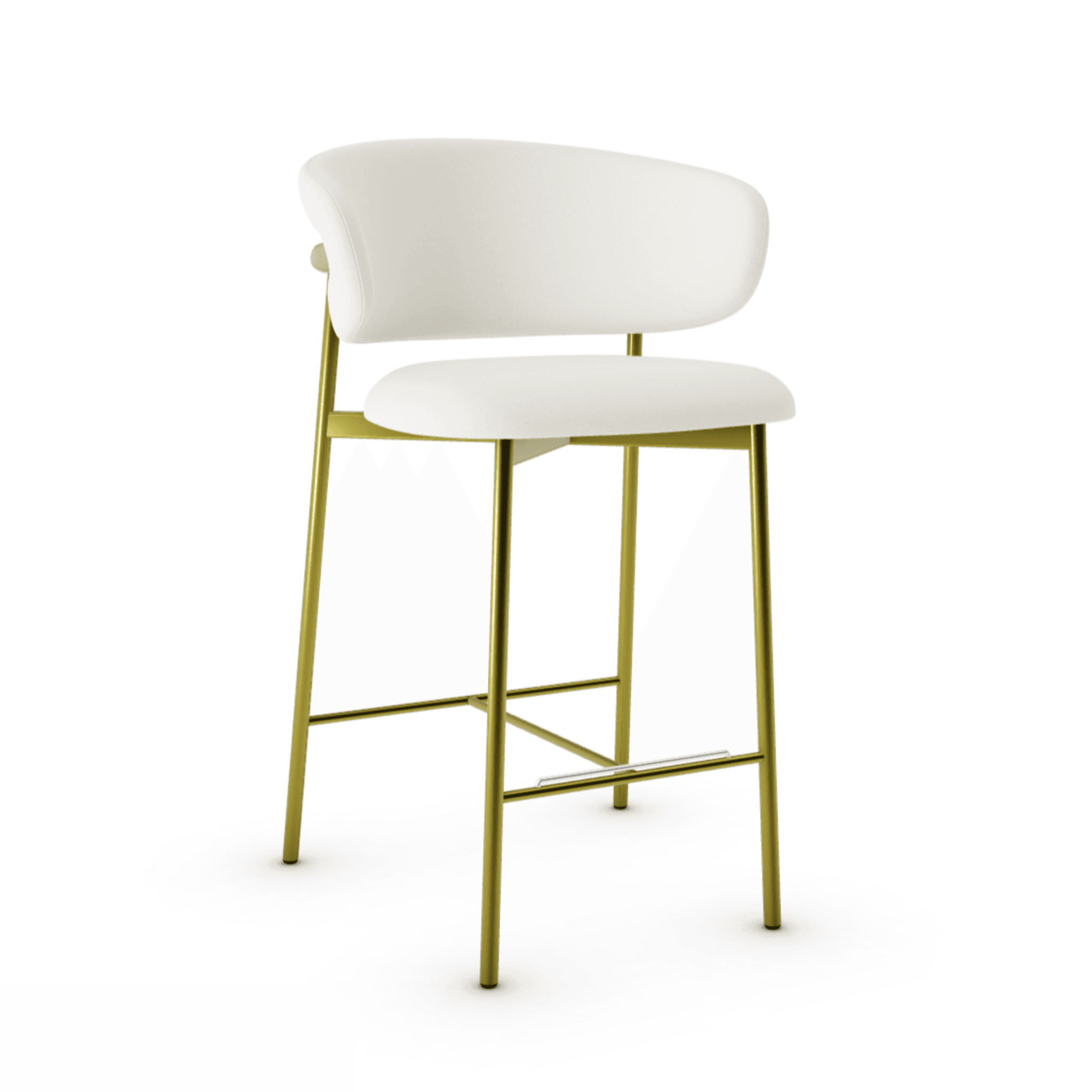 Krzesło barowe OLEANDRO boucle kremowy z metalową podstawą Calligaris metalowa matowy mosiądz Eye on Design