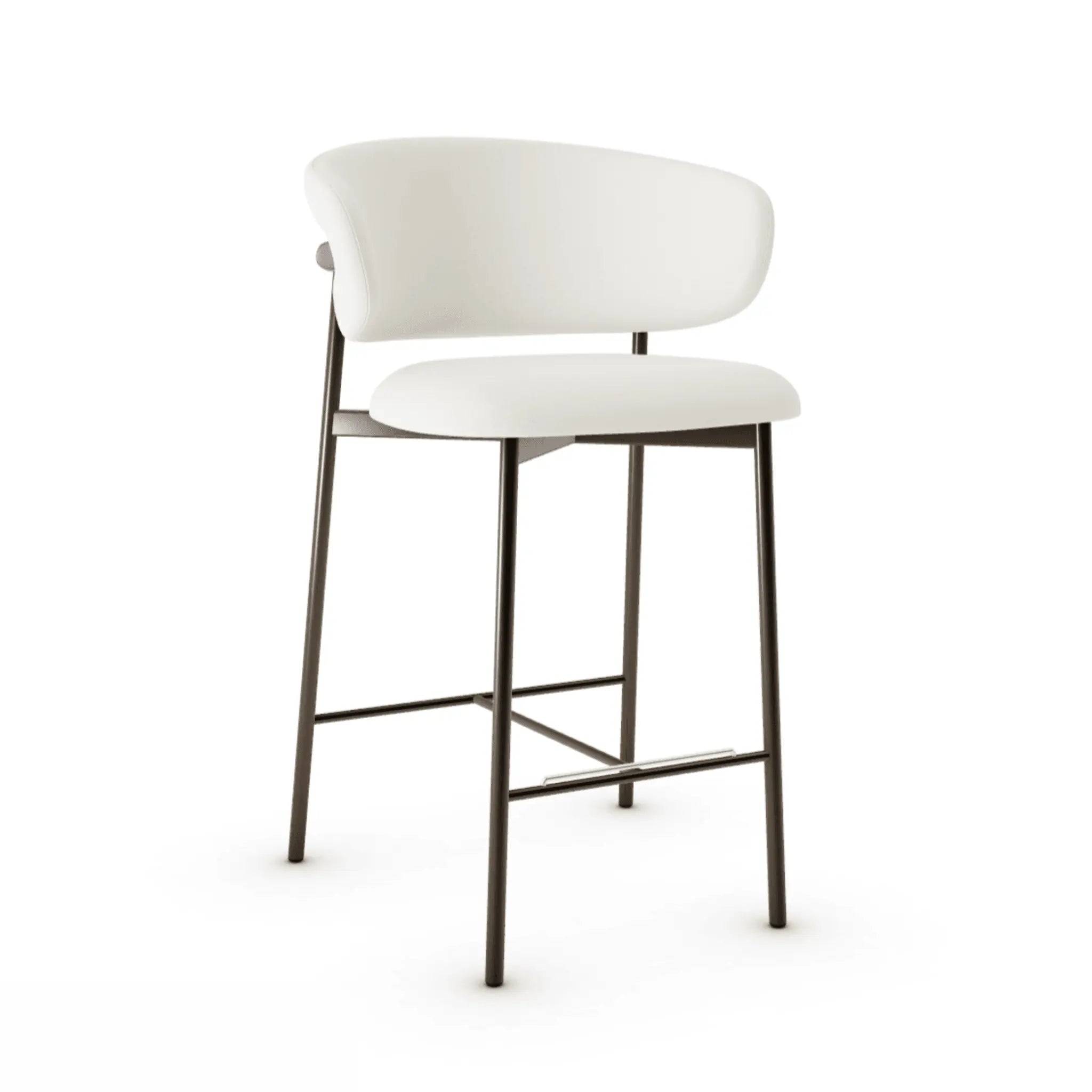 Krzesło barowe OLEANDRO boucle kremowy z metalową podstawą Calligaris metalowa matowy brąz Eye on Design