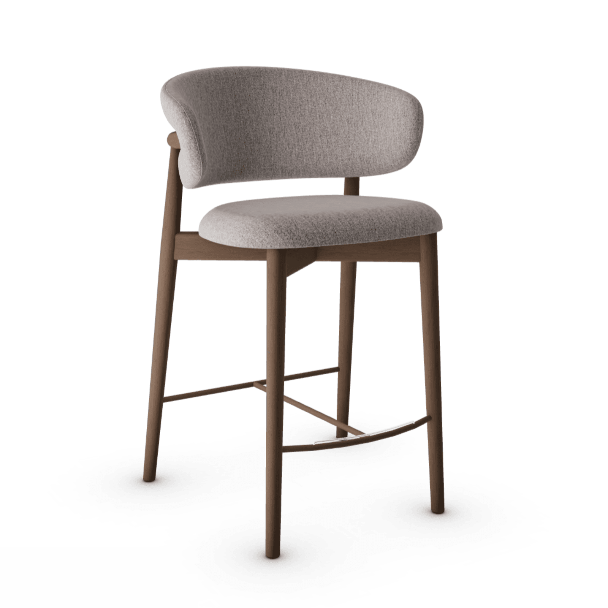 Krzesło barowe OLEANDRO boucle taupe z drewnianą podstawą Calligaris drewniana ciemnobrązowa Eye on Design