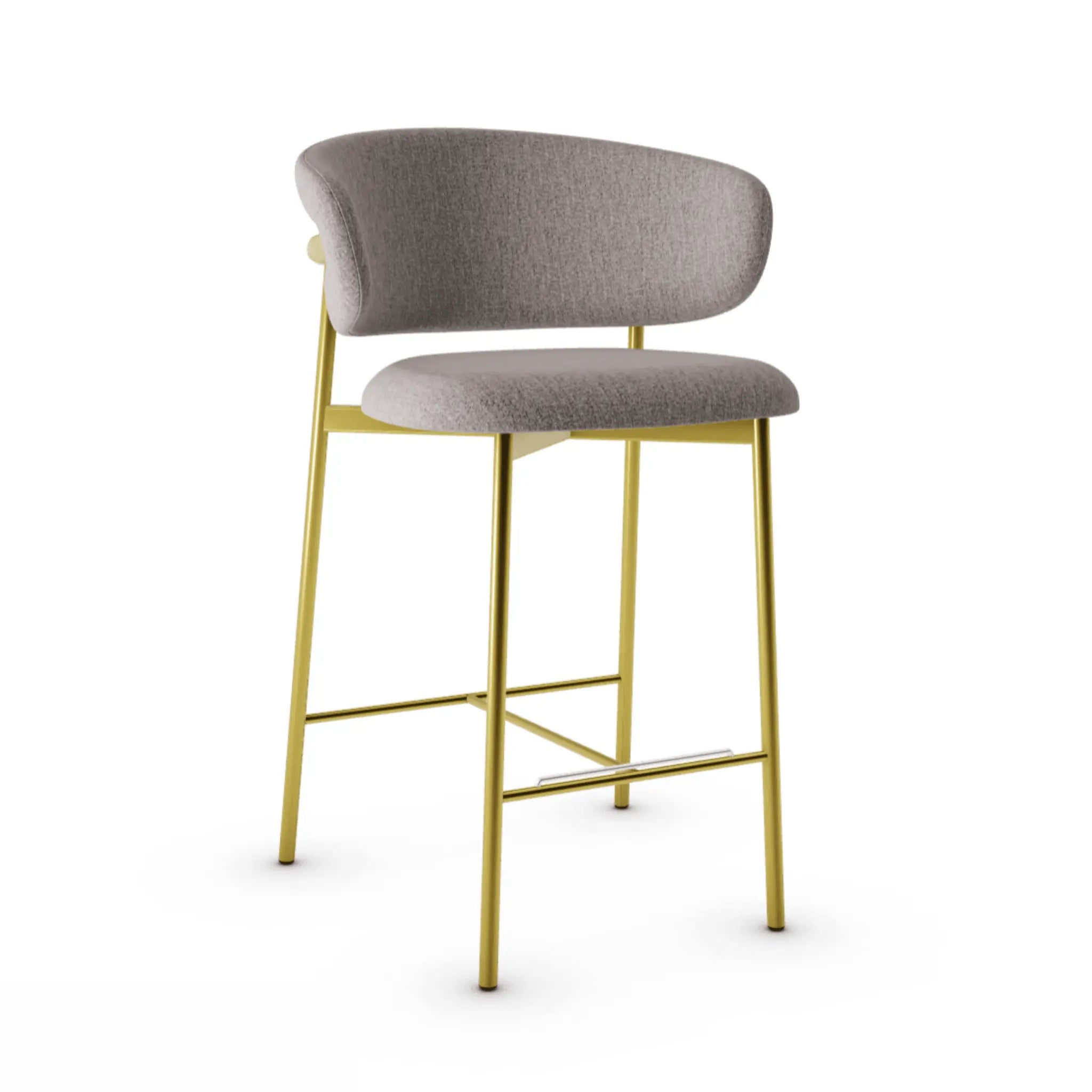 Krzesło barowe OLEANDRO boucle taupe z metalową podstawą Calligaris metalowa polerowany mosiądz Eye on Design