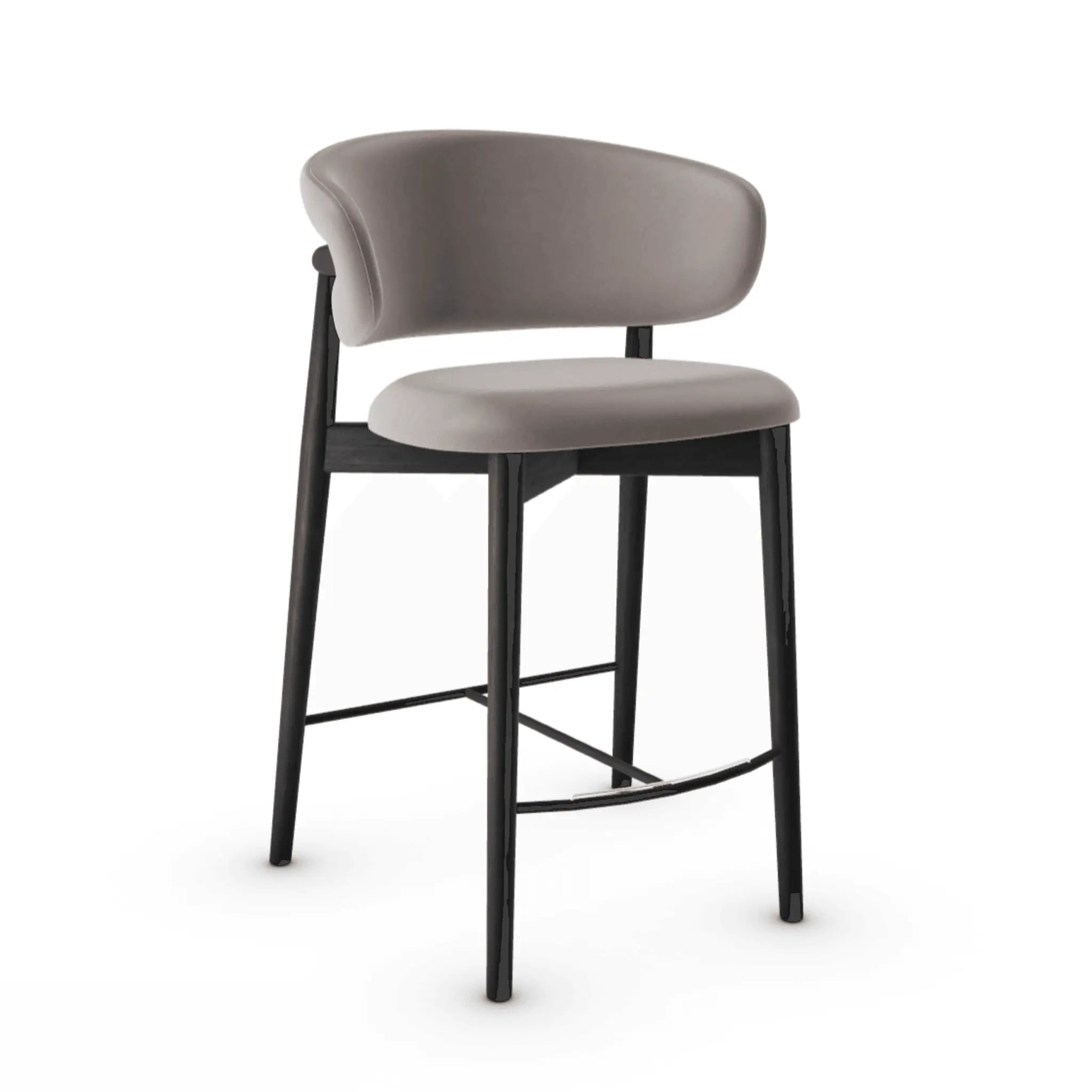 Krzesło barowe OLEANDRO ciemnobeżowa ekoskóra z drewnianą podstawą Calligaris drewniana matowa czerń Eye on Design