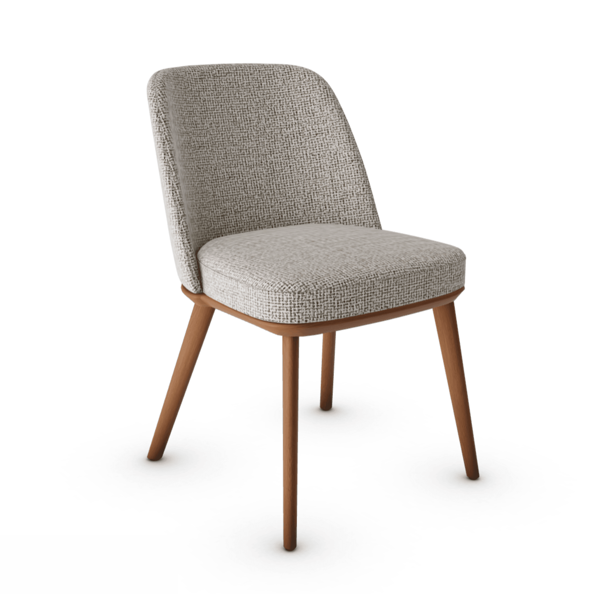 Krzesło FOYER boucle beżowy z drewnianą podstawą Calligaris drewniana orzech włoski Eye on Design