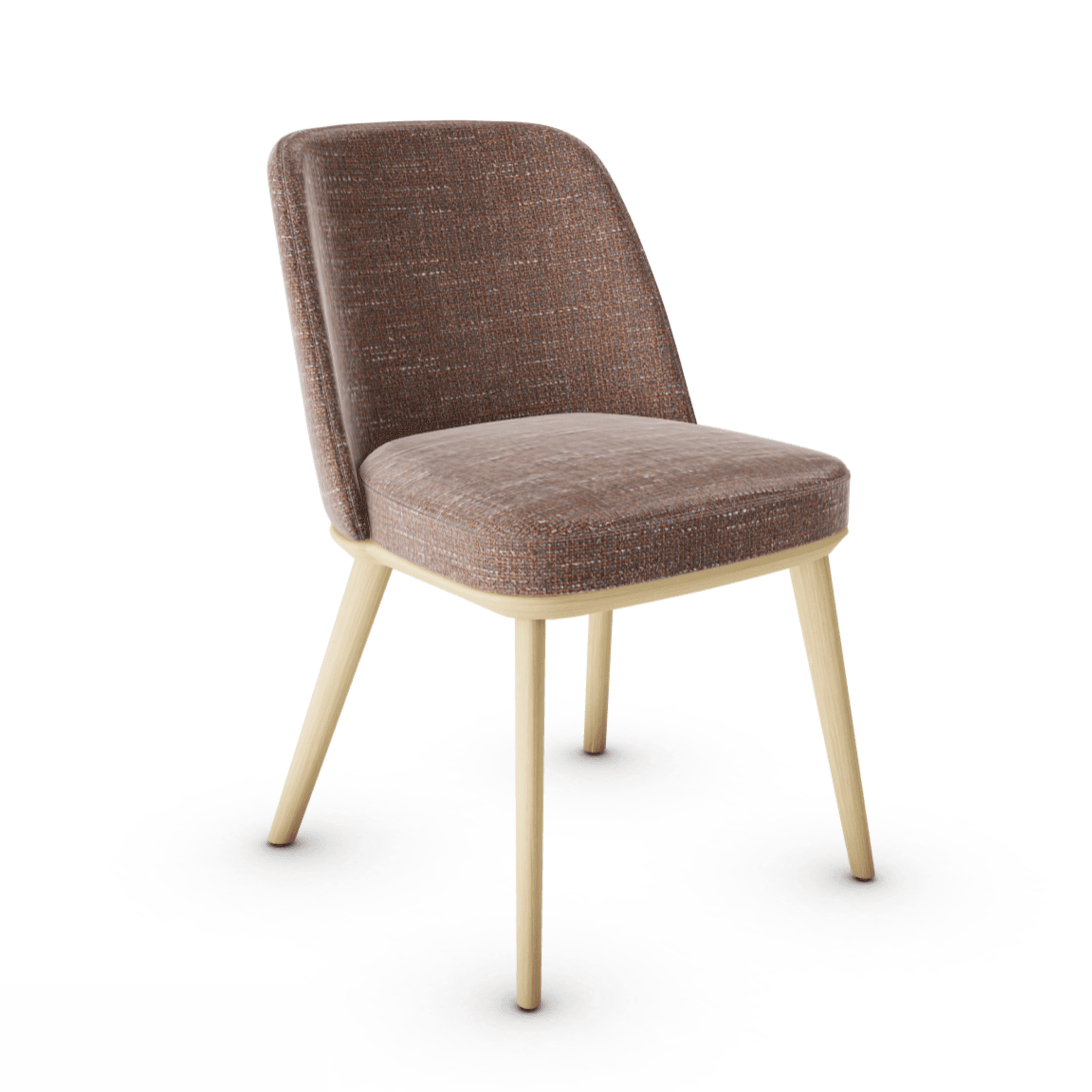 Krzesło FOYER boucle ceglany z drewnianą podstawą Calligaris drewniana naturalny dąb Eye on Design