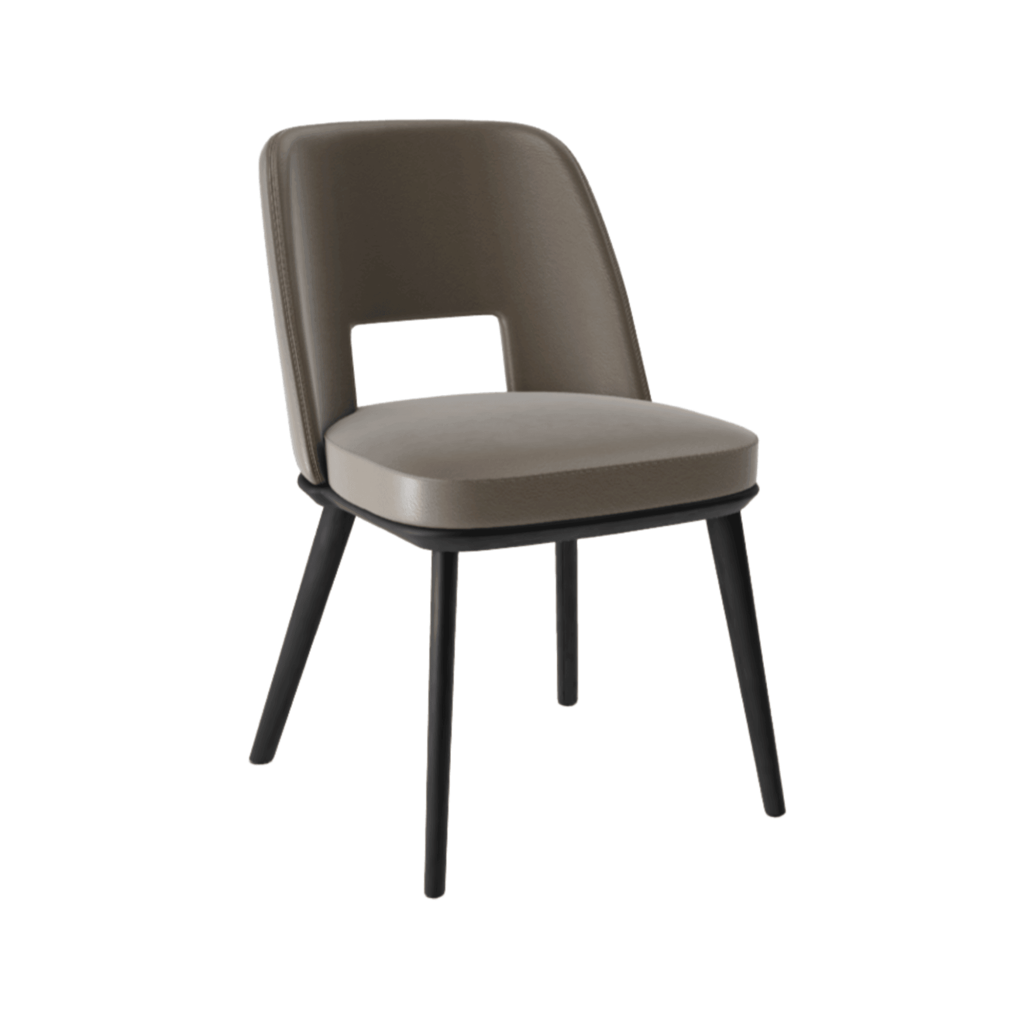 Krzesło FOYER skóra ciemnoszary z drewnianą podstawą Calligaris matowa czerń Eye on Design