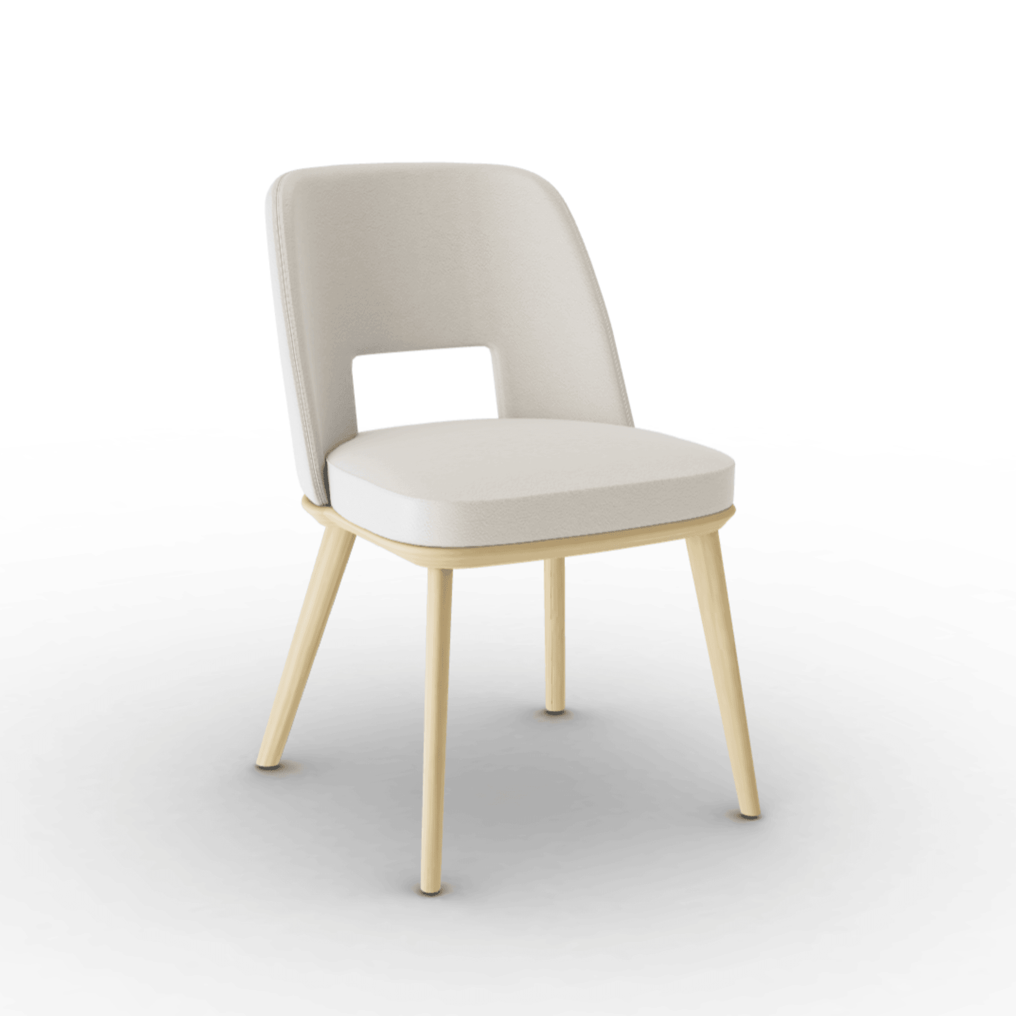 Krzesło FOYER skóra kremowy z drewnianą podstawą Calligaris naturalny dąb Eye on Design