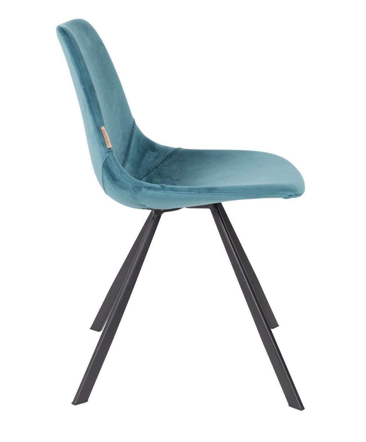 Krzesło FRANKY VELVET niebieski Dutchbone Eye on Design