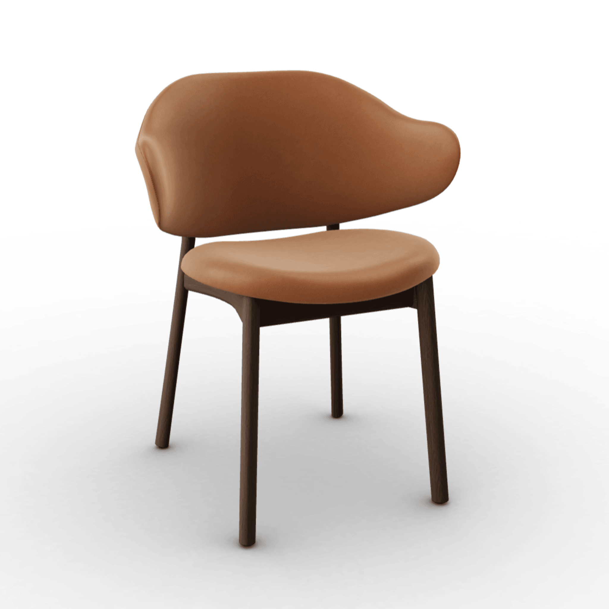 Krzesło HOLLY koniakowa ekoskóra z drewnianą podstawą Calligaris ciemnobrązowa Eye on Design
