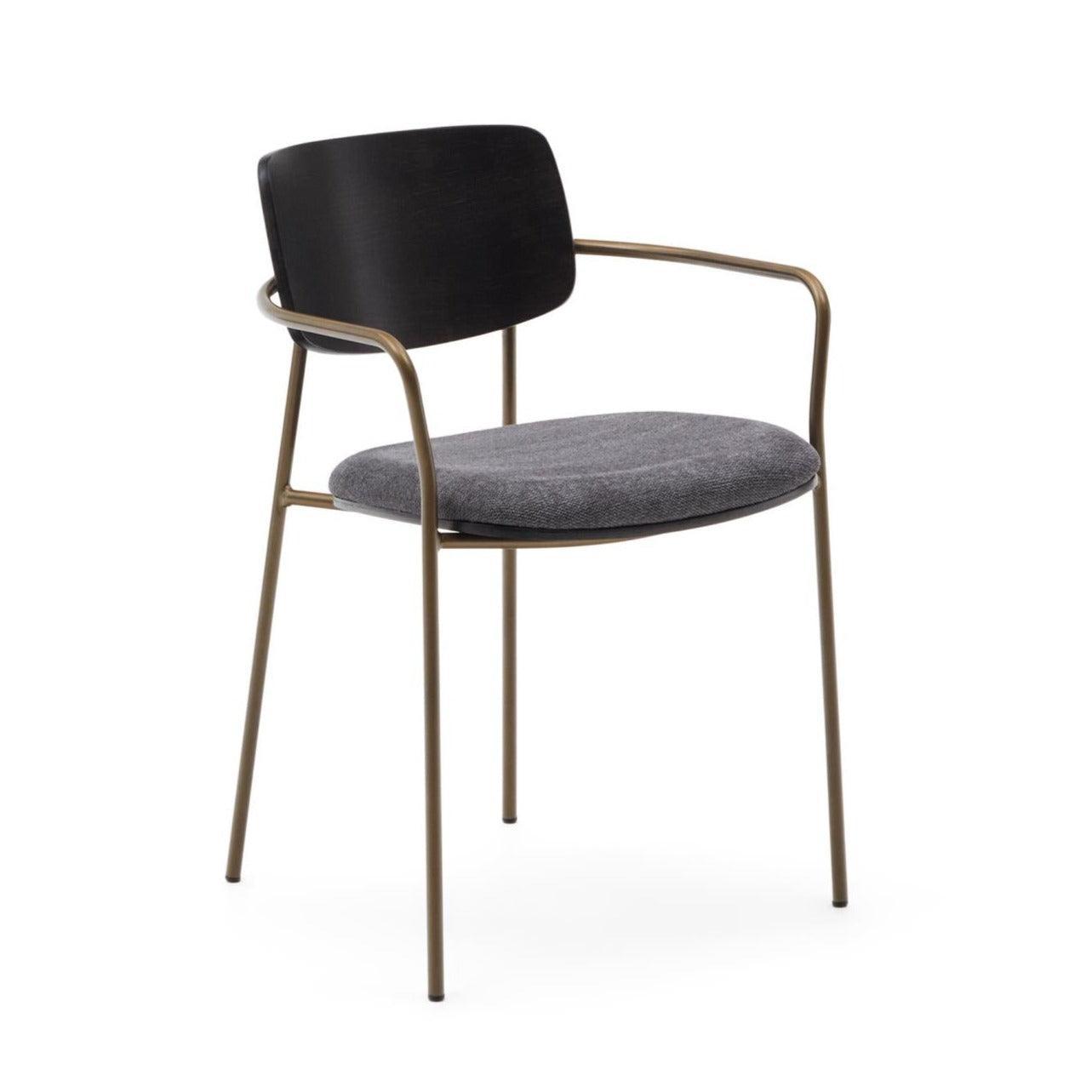 Krzesło MAUREEN ciemny fornir jesionowy z mosiężną podstawą La Forma Eye on Design