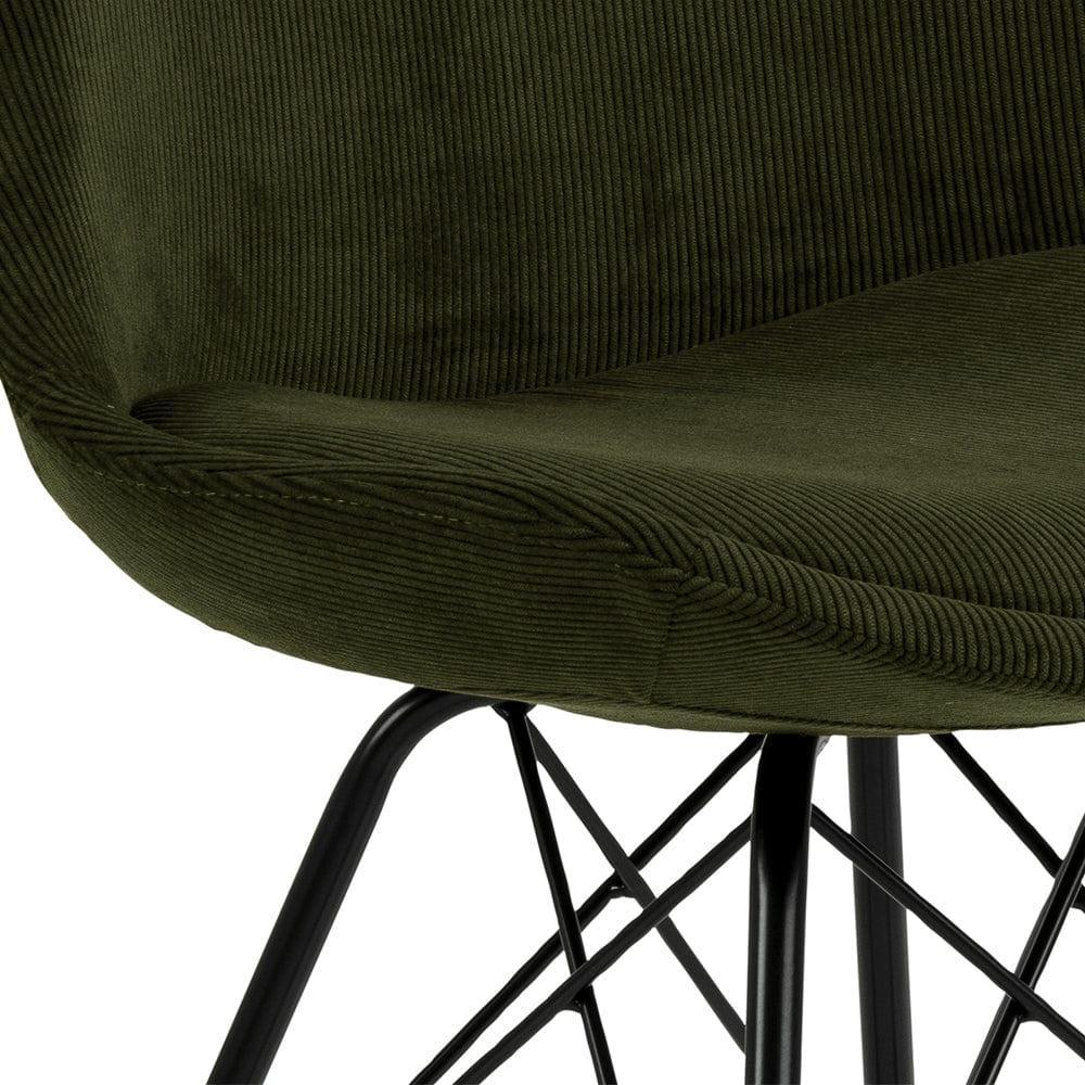 Krzesło NILS oliwkowy sztruksowy z czarną podstawą Home Essentials Eye on Design