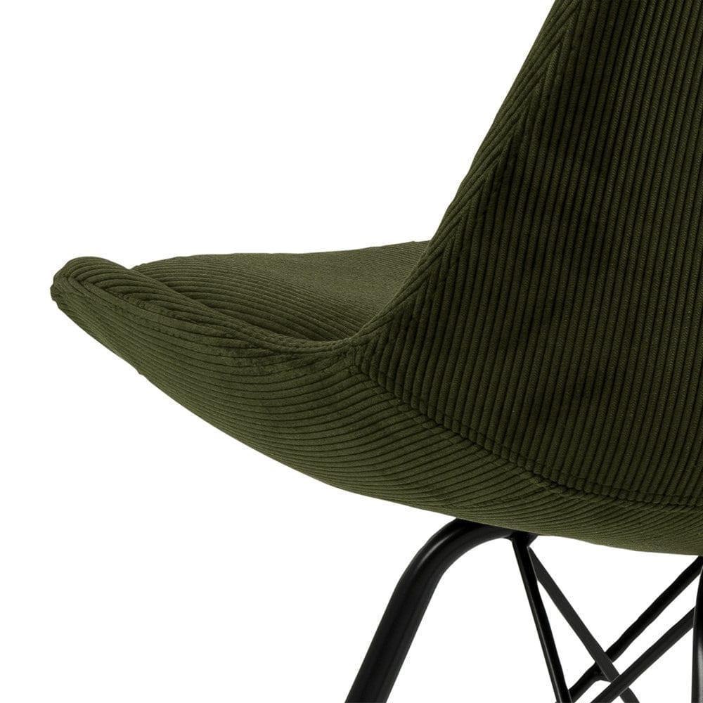 Krzesło NILS oliwkowy sztruksowy z czarną podstawą Home Essentials Eye on Design