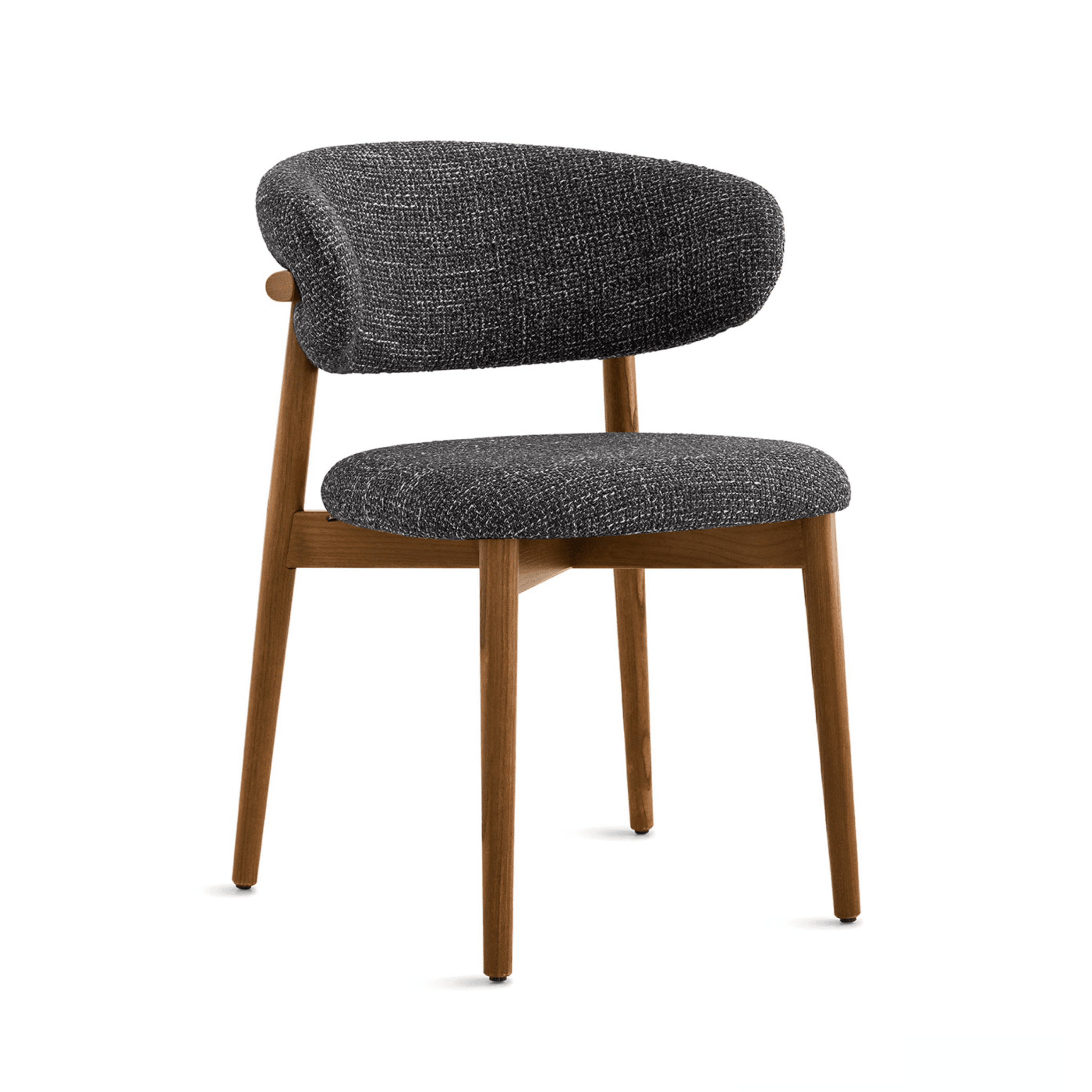 Krzesło OLEANDRO boucle antracytowy z drewnianą podstawą Calligaris drewniana orzech włoski Eye on Design