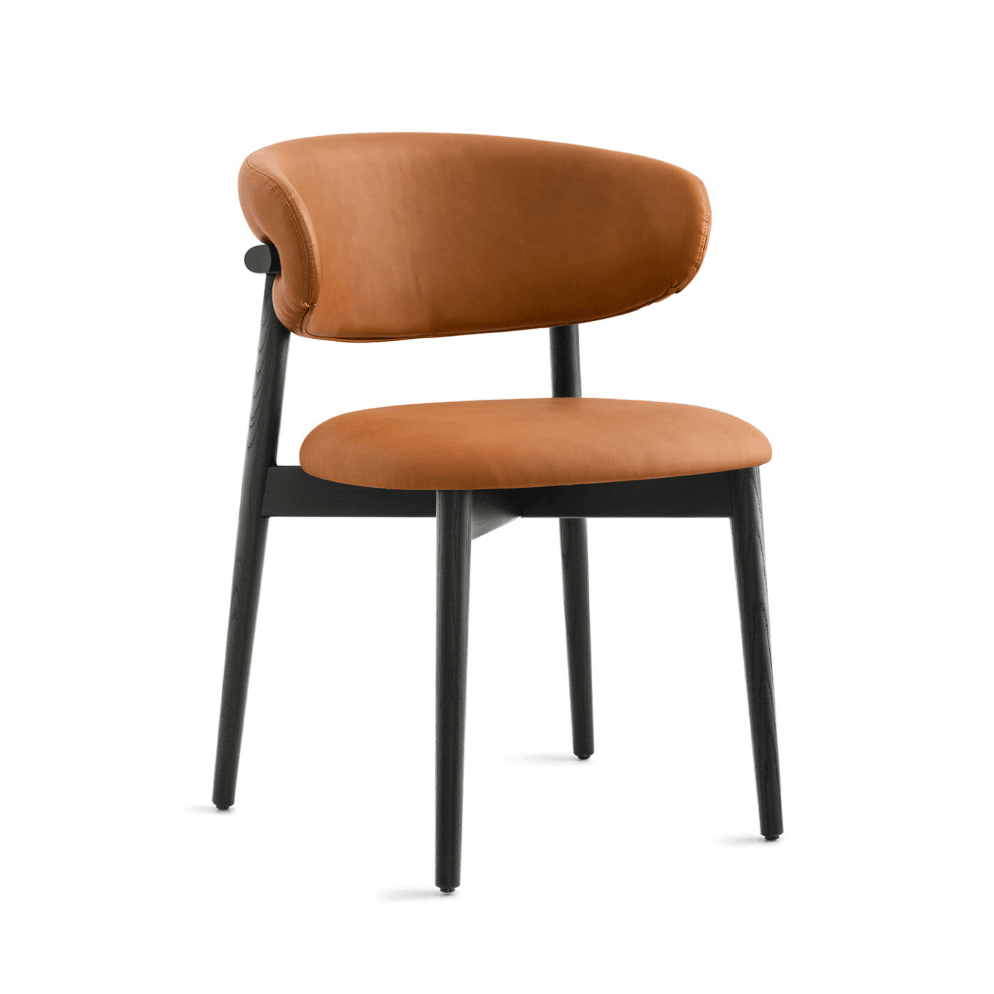 Krzesło OLEANDRO koniakowa ekoskóra z drewnianą podstawą Calligaris drewniana matowa czerń Eye on Design