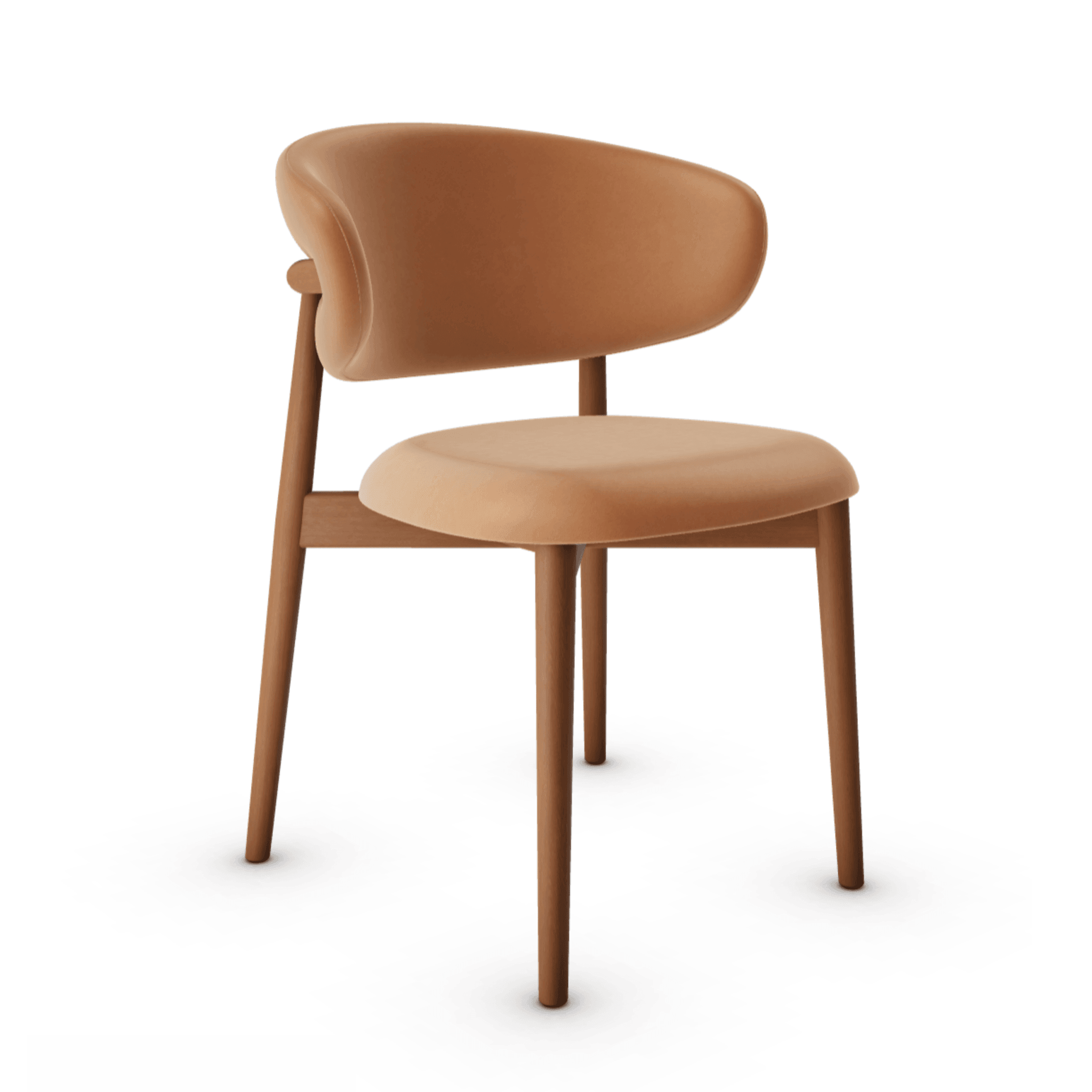 Krzesło OLEANDRO koniakowa ekoskóra z drewnianą podstawą Calligaris drewniana orzech włoski Eye on Design
