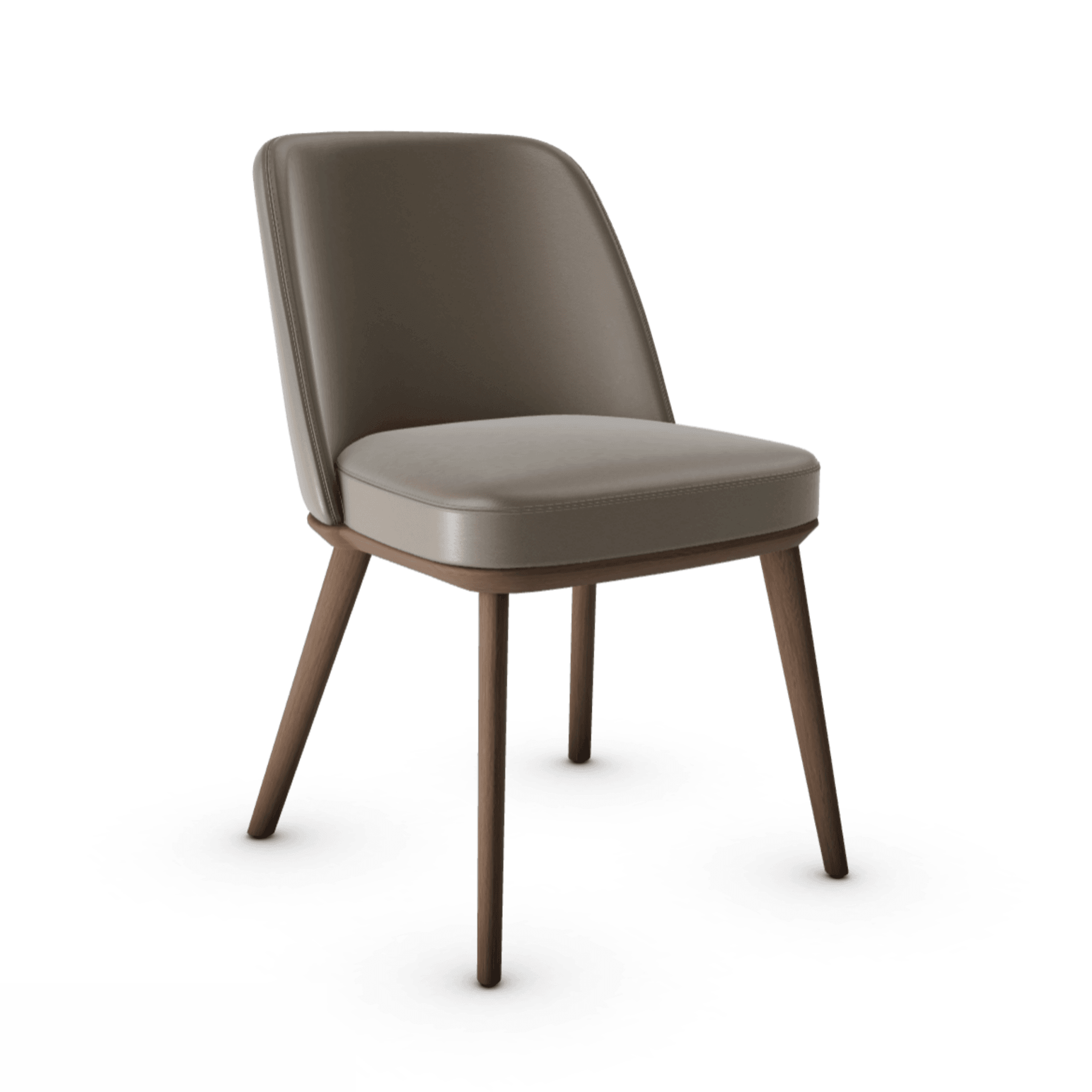 Krzesło skórzane FOYER jasnobrązowy z drewnianą podstawą Calligaris drewniana ciemnobrązowa Eye on Design