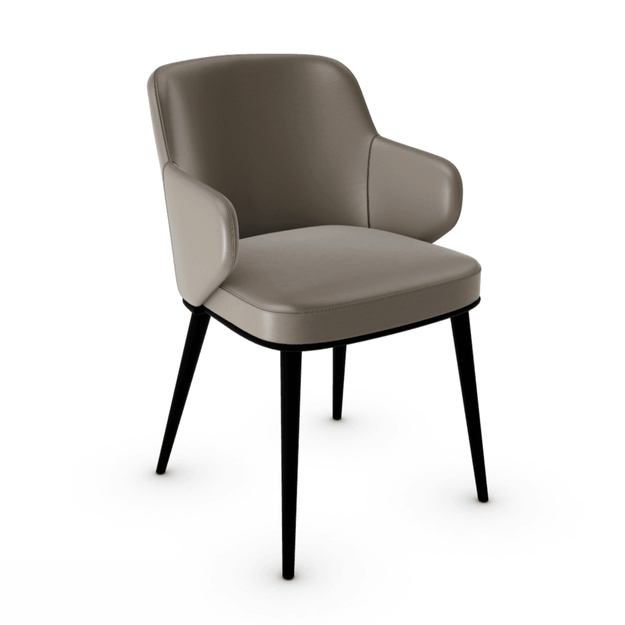 Krzesło skórzane z podłokietnikami FOYER jasnobrązowy z metalową podstawą Calligaris metalowa matowa czerń Eye on Design