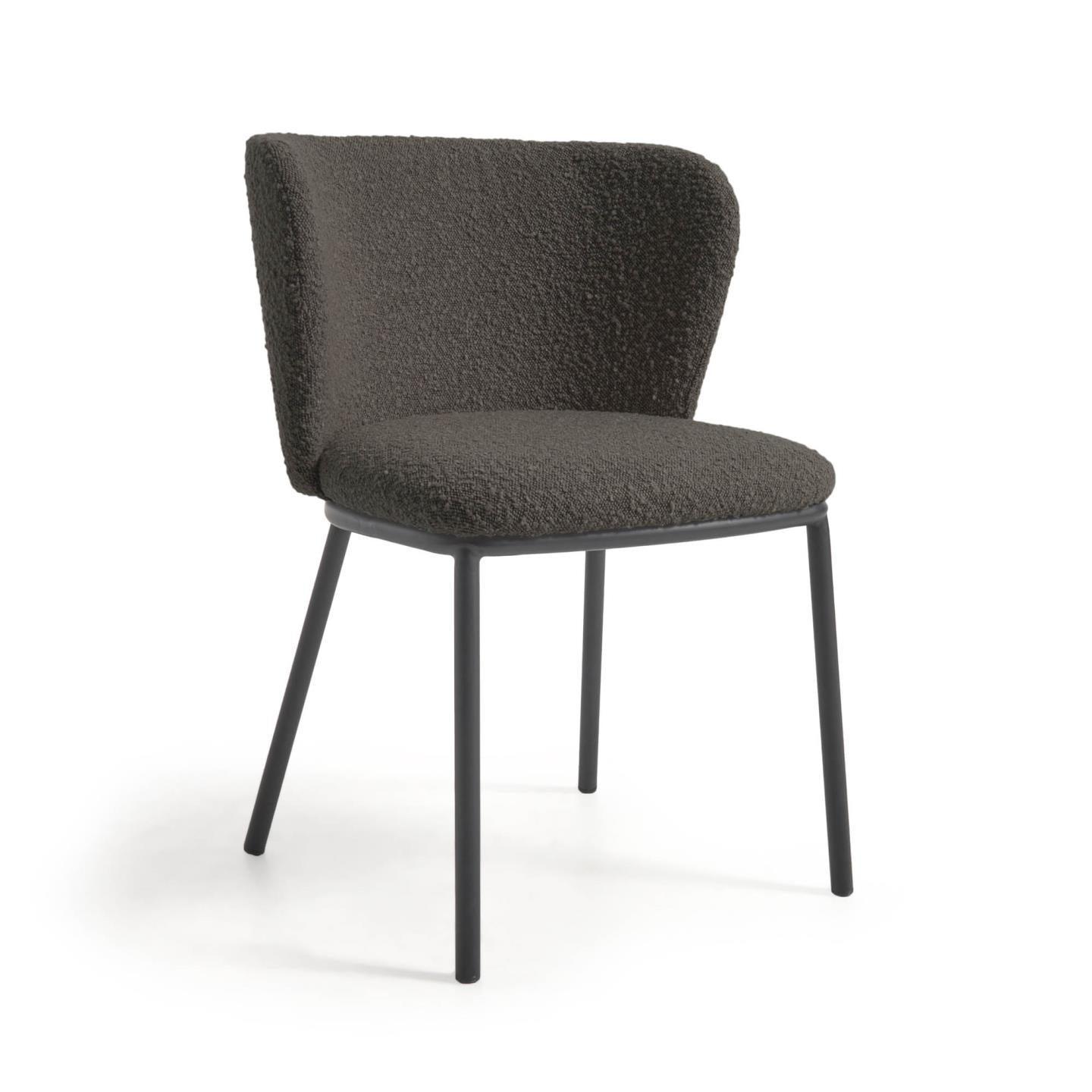 Krzesło w tkaninie boucle CISELIA czarny La Forma Eye on Design