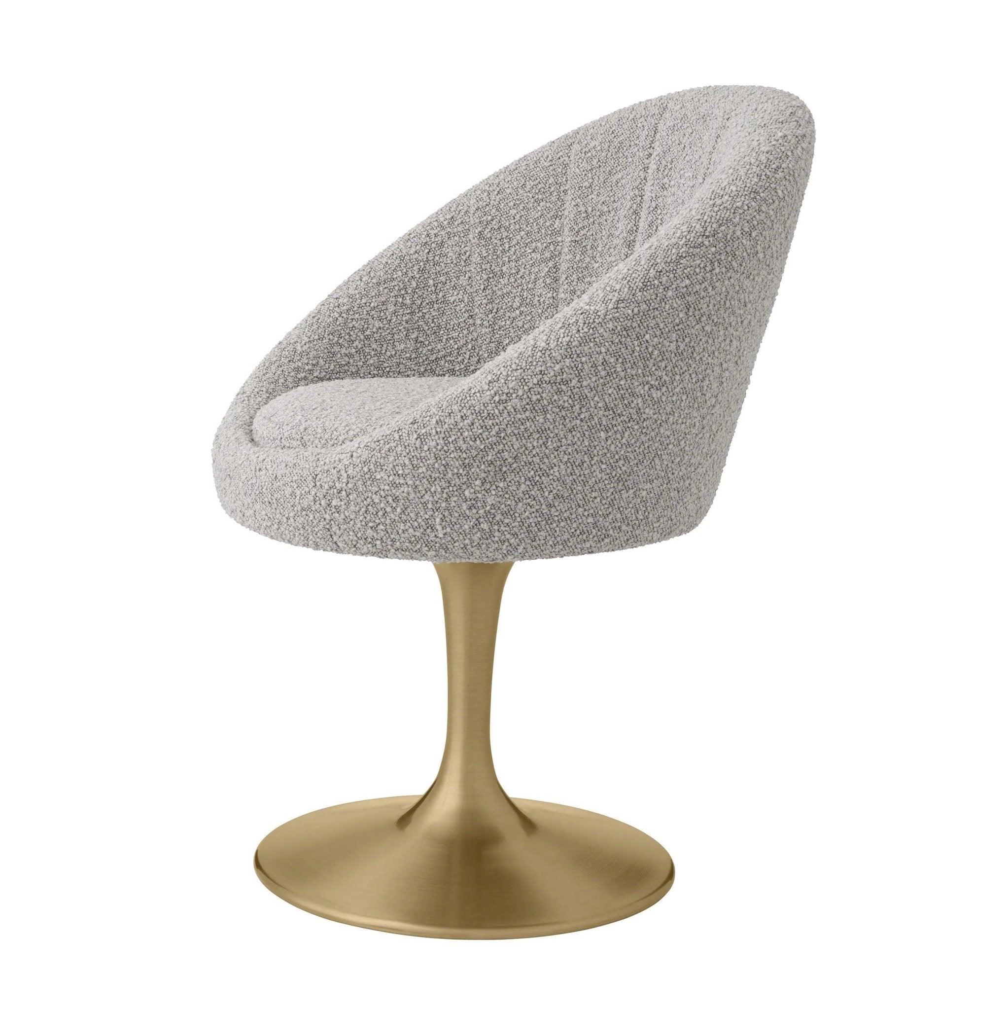 Krzesło w tkaninie boucle O'NEILL szary z mosiężną podstawą Eichholtz Eye on Design