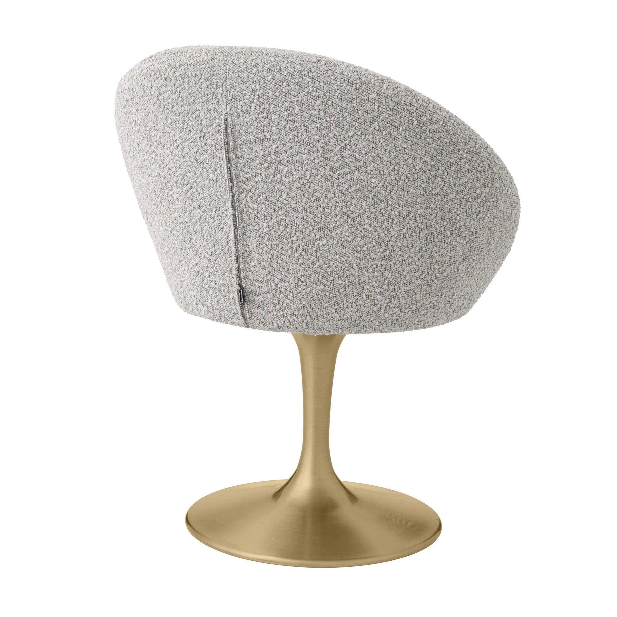 Krzesło w tkaninie boucle O'NEILL szary z mosiężną podstawą Eichholtz Eye on Design