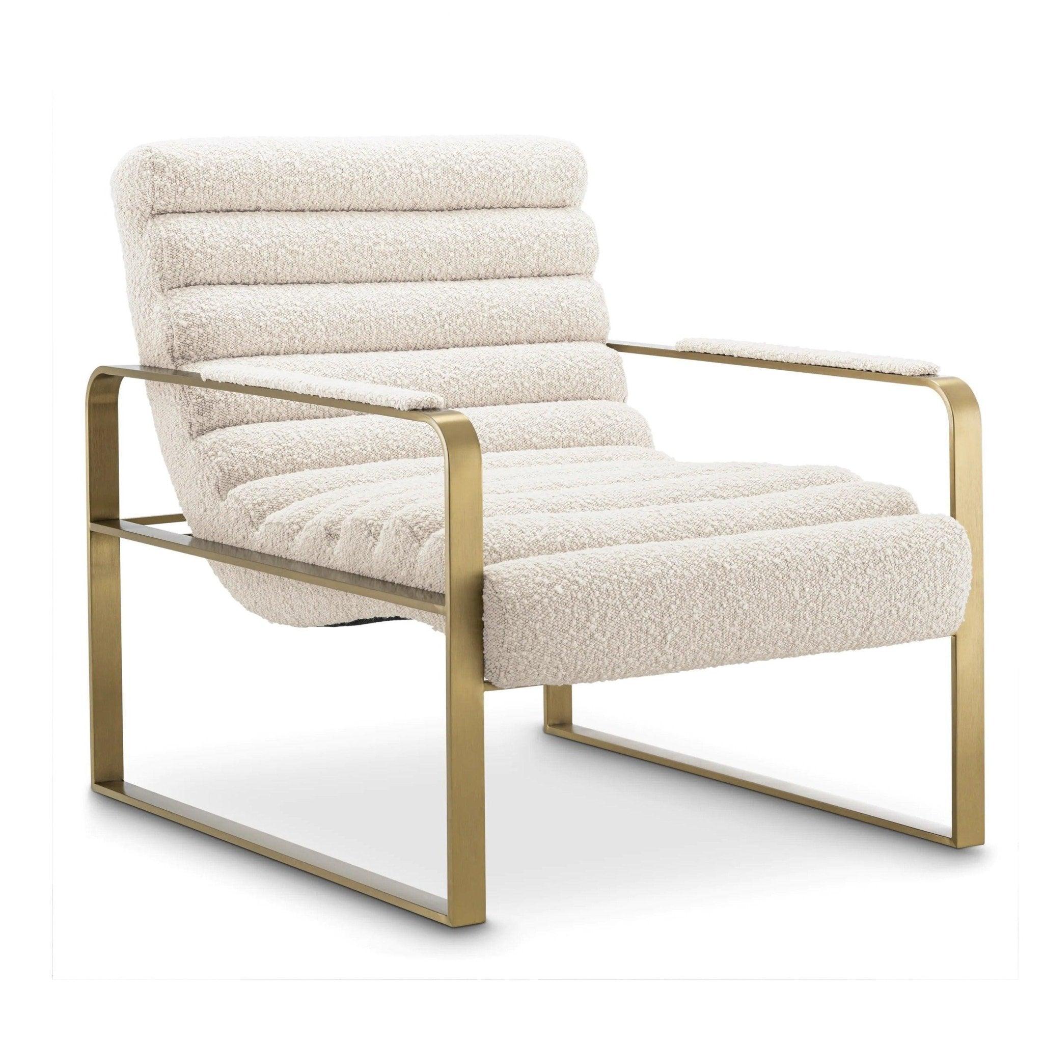 Krzesło w tkaninie boucle OLSEN kremowy z mosiężnym wykończeniem Eichholtz Eye on Design
