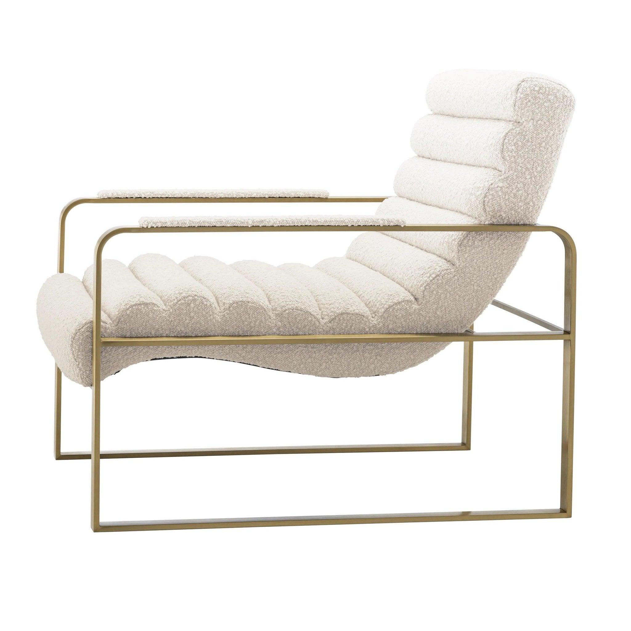 Krzesło w tkaninie boucle OLSEN kremowy z mosiężnym wykończeniem Eichholtz Eye on Design